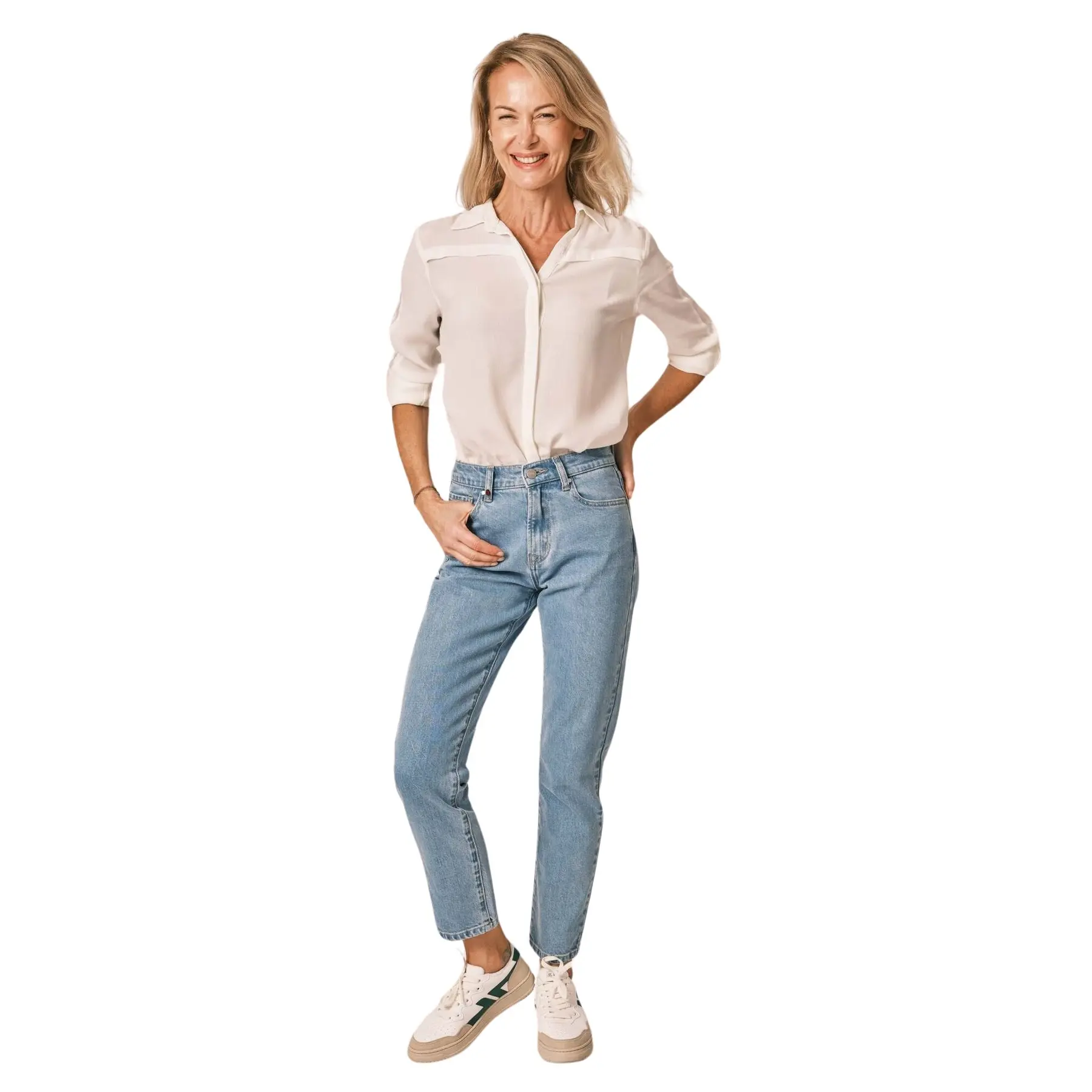 Jeans mom donna blu chiaro a vita media  Patricia