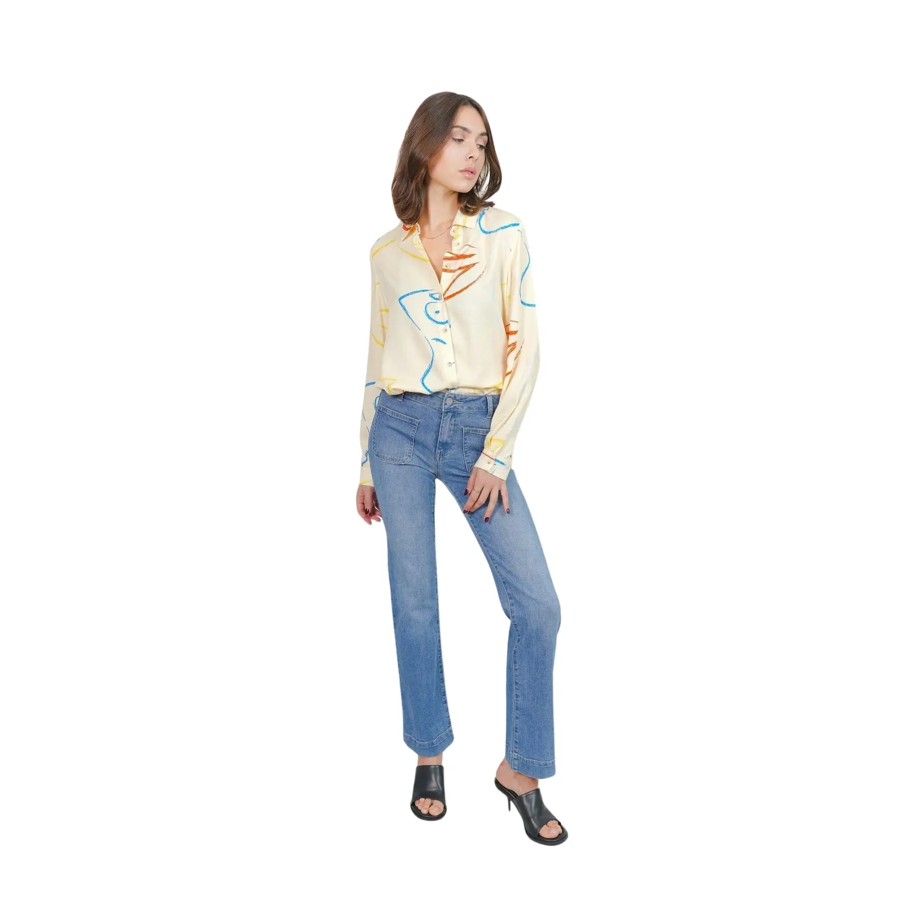 Blaue Bootcut-Jeans aus Stretch-Baumwolle, Damen F.A.M. Paris Bella