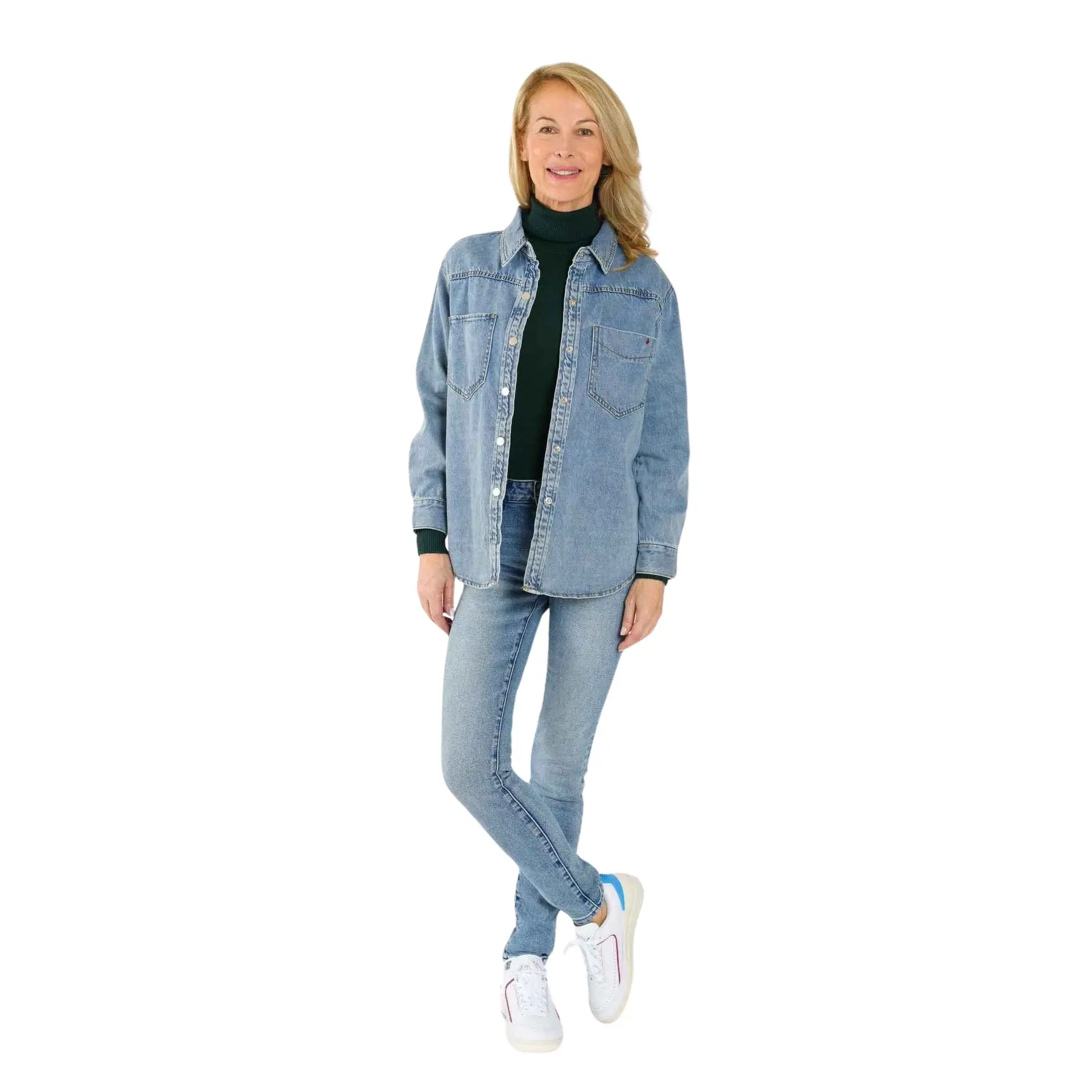 Camicia donna oversize in cotone denim blu  Sofia