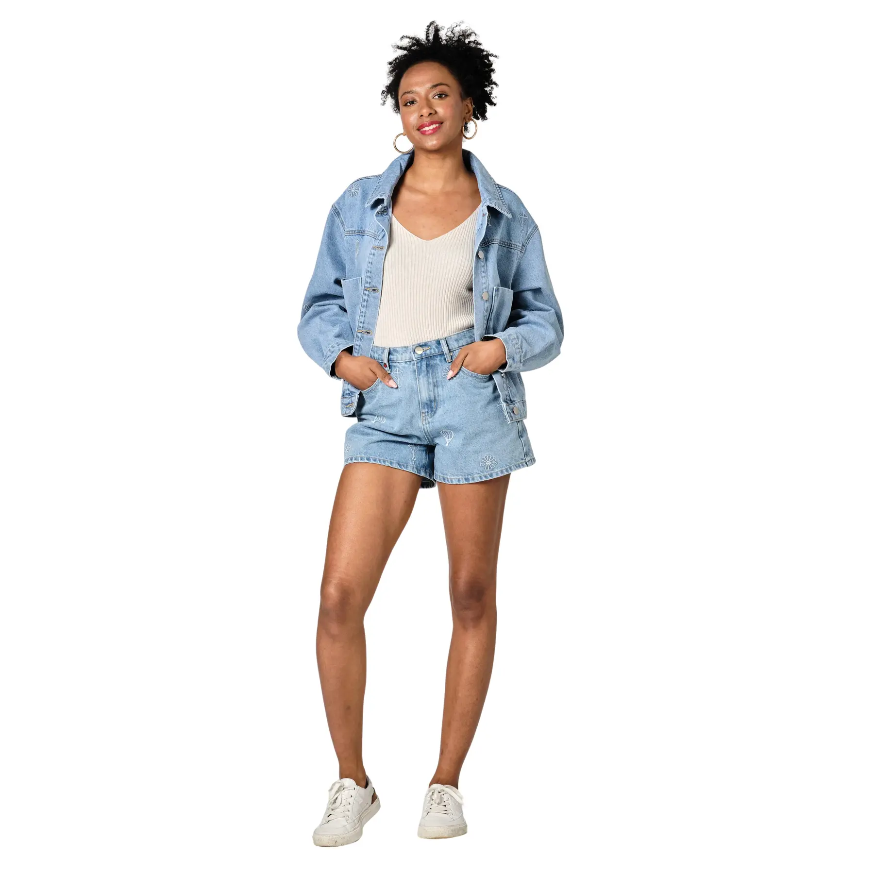 Women's oversized denim jacket F.A.M. Paris Vicky Embro