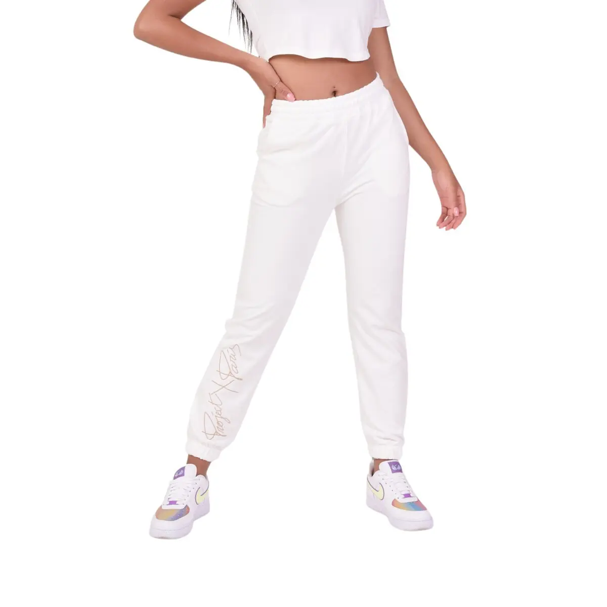 Pantaloni da jogging basic con ricamo logo donna Project X Paris