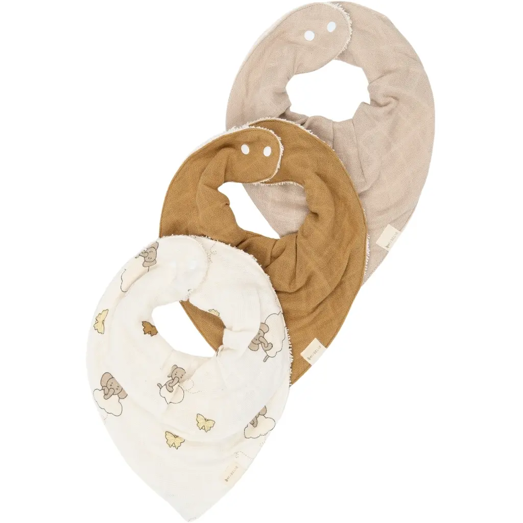 Bavoir bandana bébé Fabelab Elephant On The Air (x3)