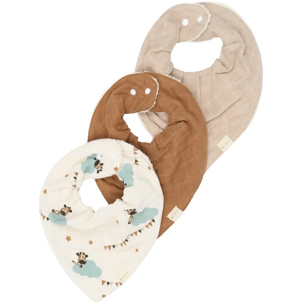 Bavoir bandana bébé Fabelab Giraffe On The Air (x3)