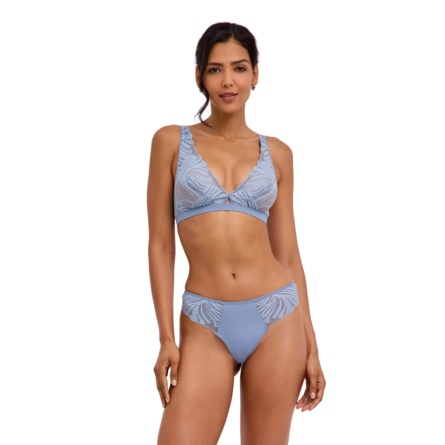 FALKE Delicate Touch Triangle met kant functioneel materiaal beha dames blauw - maat XS
