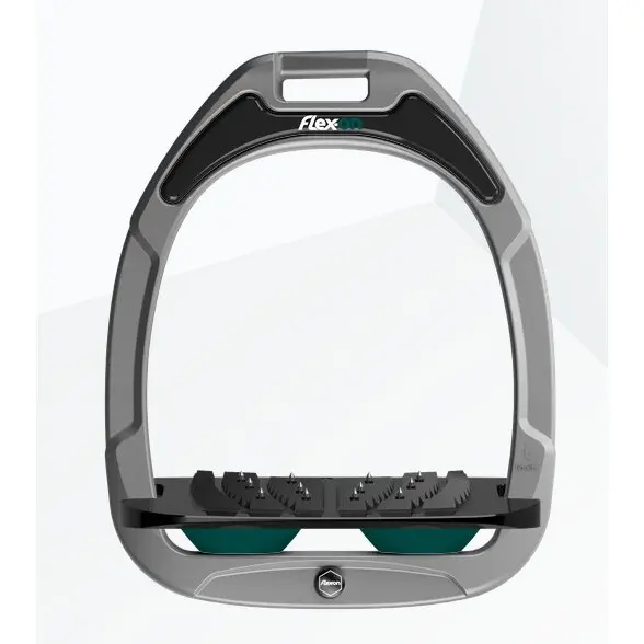 Aluminium/Schwarz/Grün Ultra Grip Schrägsteigbügel Flex-On Green Composite
