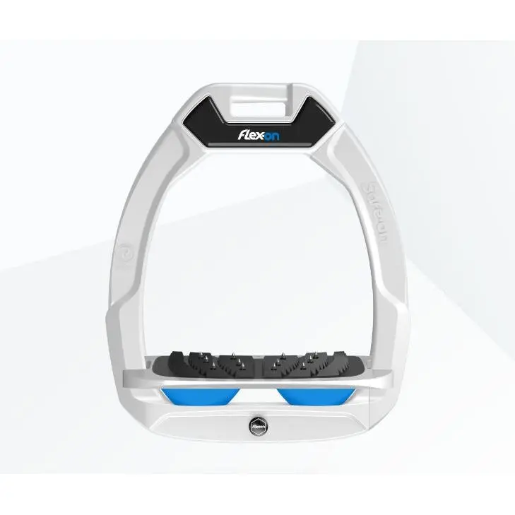 Sicherheitssteigbügel Reiten Neigung Ultra Grip Weiß/Grau/Blau Flex-On Safe-On