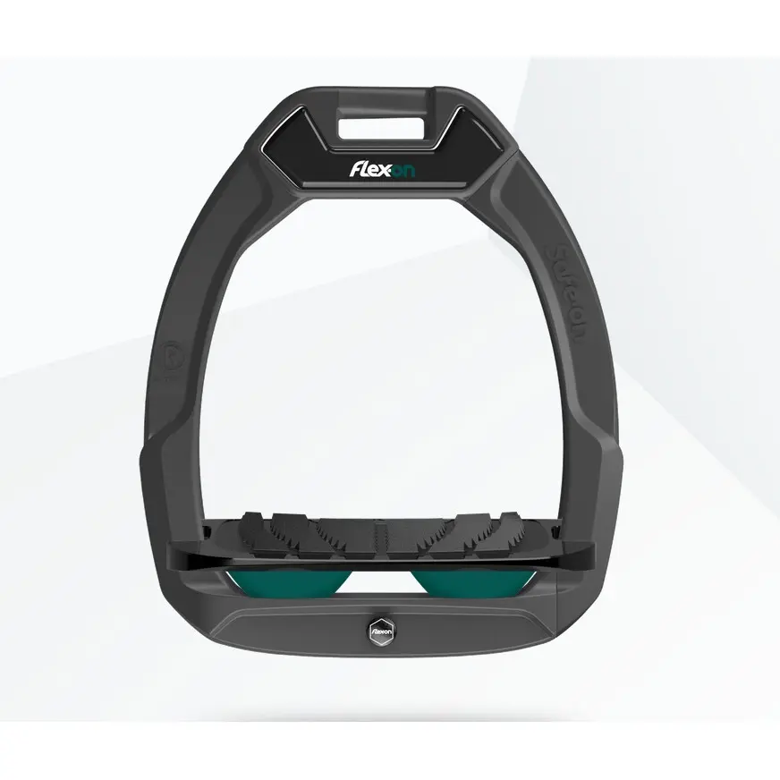 Sicherheitsreitsteigbügel Neigung Grip Anthrazit/Schwarz/Grün Flex-On Safe-On