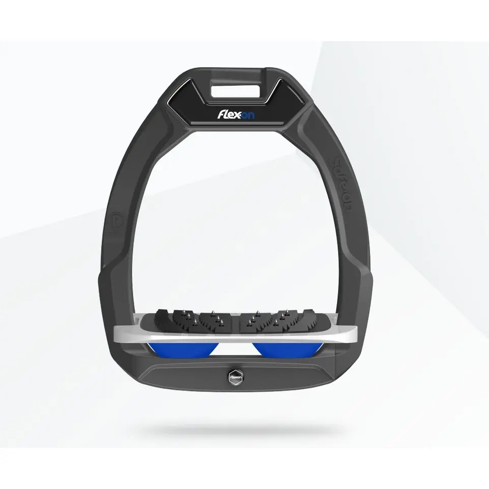 Sicherheitssteigbügel Reiten Neigung Ultra Grip Anthrazit/Grau/Blau Flex-On Safe-On
