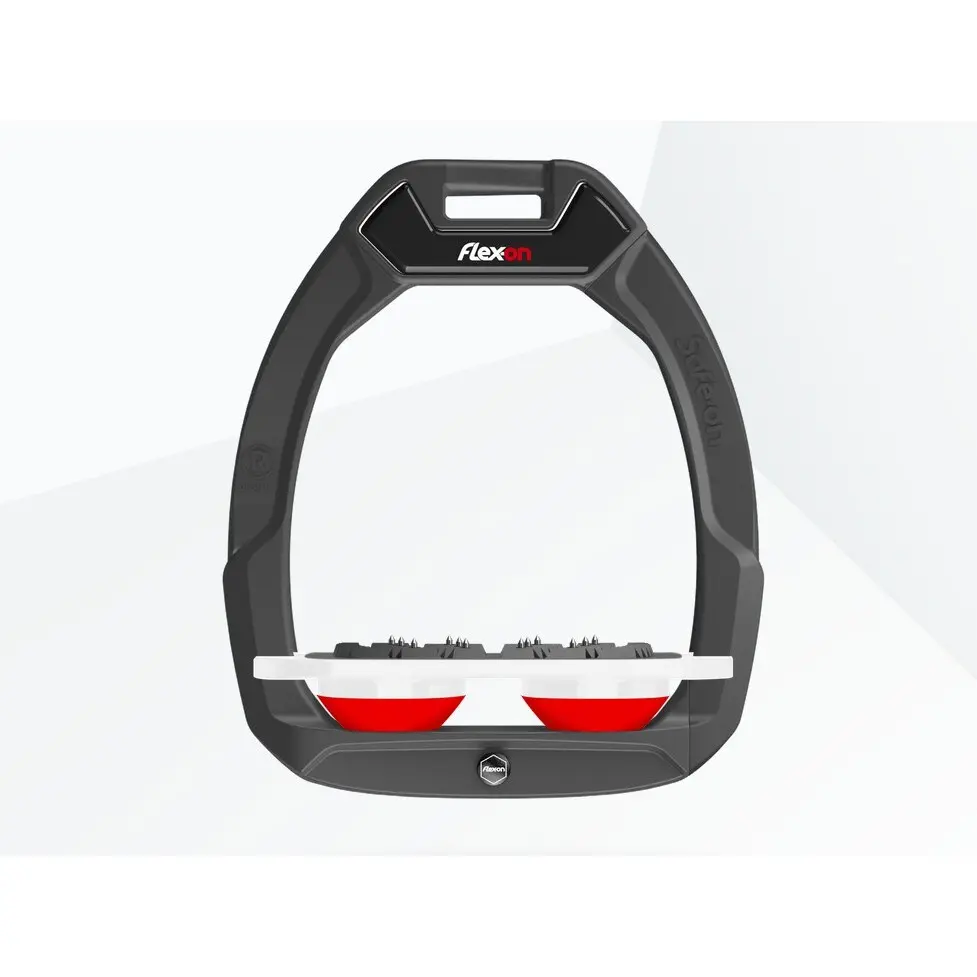 Sicherheitsreitersteigbügel Flat Ultra Grip Anthrazit/Weiß/Rot Flex-On Safe-On