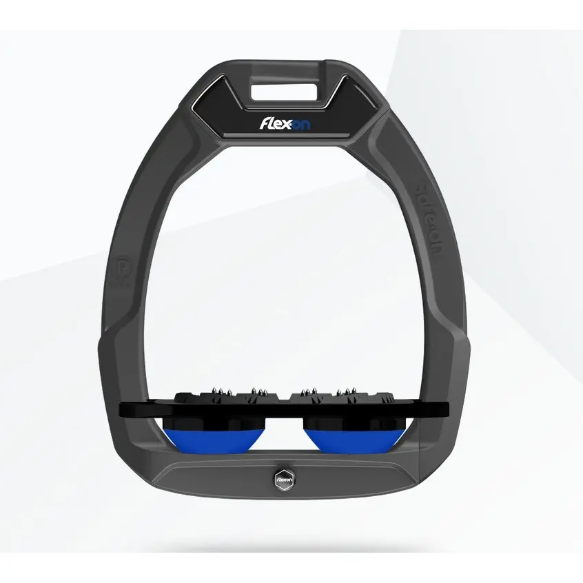 Sicherheitsreitsteigbügel Flach Ultra Grip Anthrazit/Schwarz/Blau Flex-On Safe-On