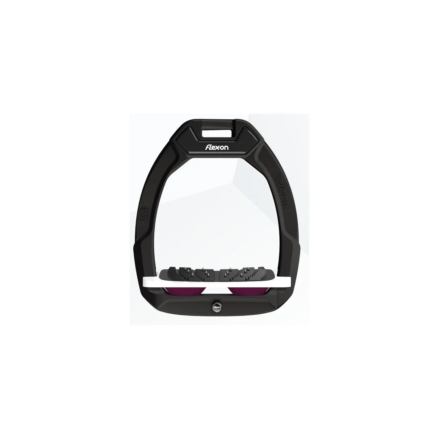 Sicherheitssteigbügel Reiten Geneigt Ultra Grip Schwarz/Weiß/Pflaume Flex-On Safe-On