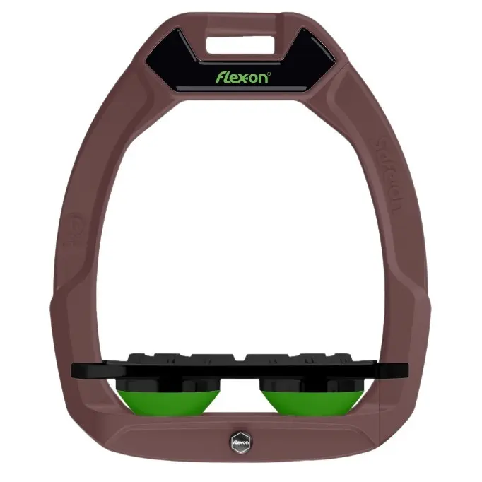 Flex-On Marron Étriers De Sécurité D’équitation Plat Grip /Noir/Vert Safe-On