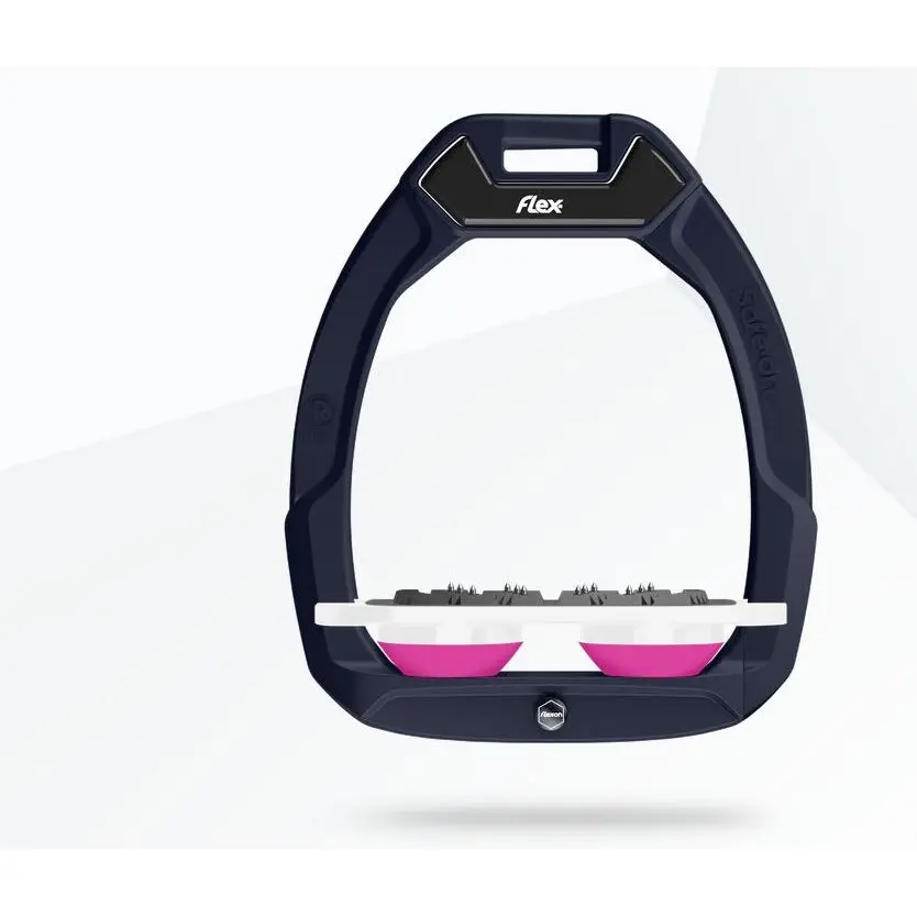 Reitsteigbügel Sicherheitssteigbügel Flach Ultra Grip Braun/Weiß/Rosa Flex-On Safe-On