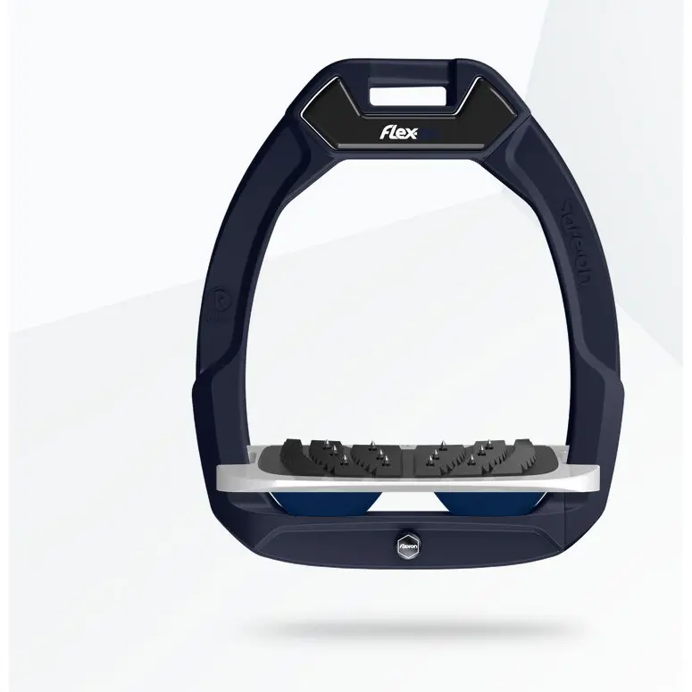 Sicherheitssteigbügel Reitern, geneigt, Ultra Grip Blau/Grau/Mittelmeerblau Flex-On Safe-On