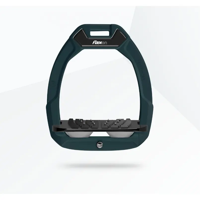 Sicherheitssteigbügel Reiten Neigungswinkel Ultra Grip Grün/Schwarz/Grau Flex-On Safe-On