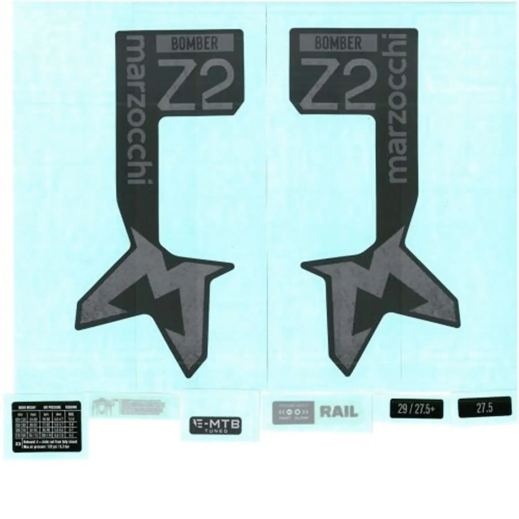 Fiets vork sticker kit Fox Factory 2025 Marzocchi Z2