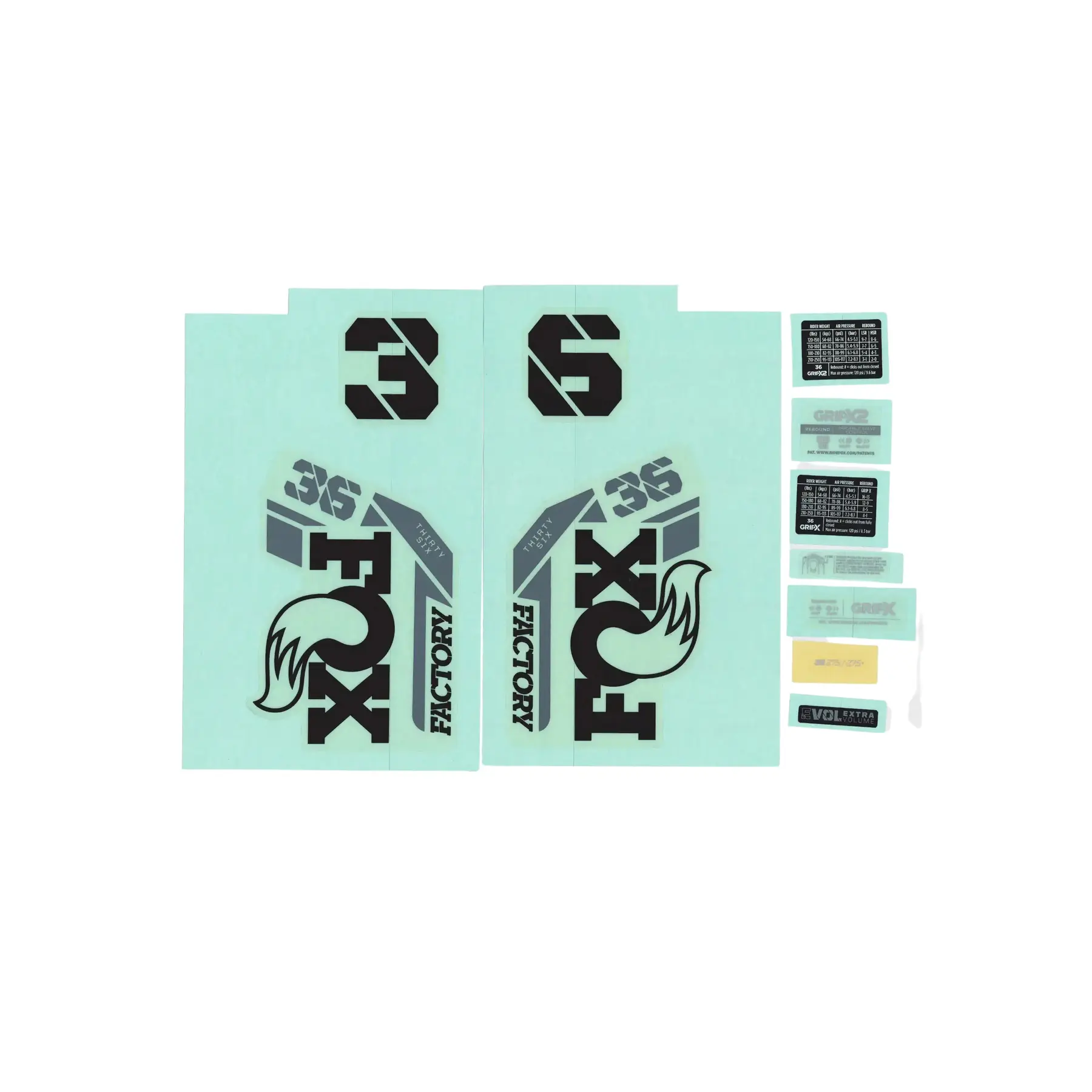 Image of Fahrradgabel Aufkleber Set Fox Factory 2025 36 F-S