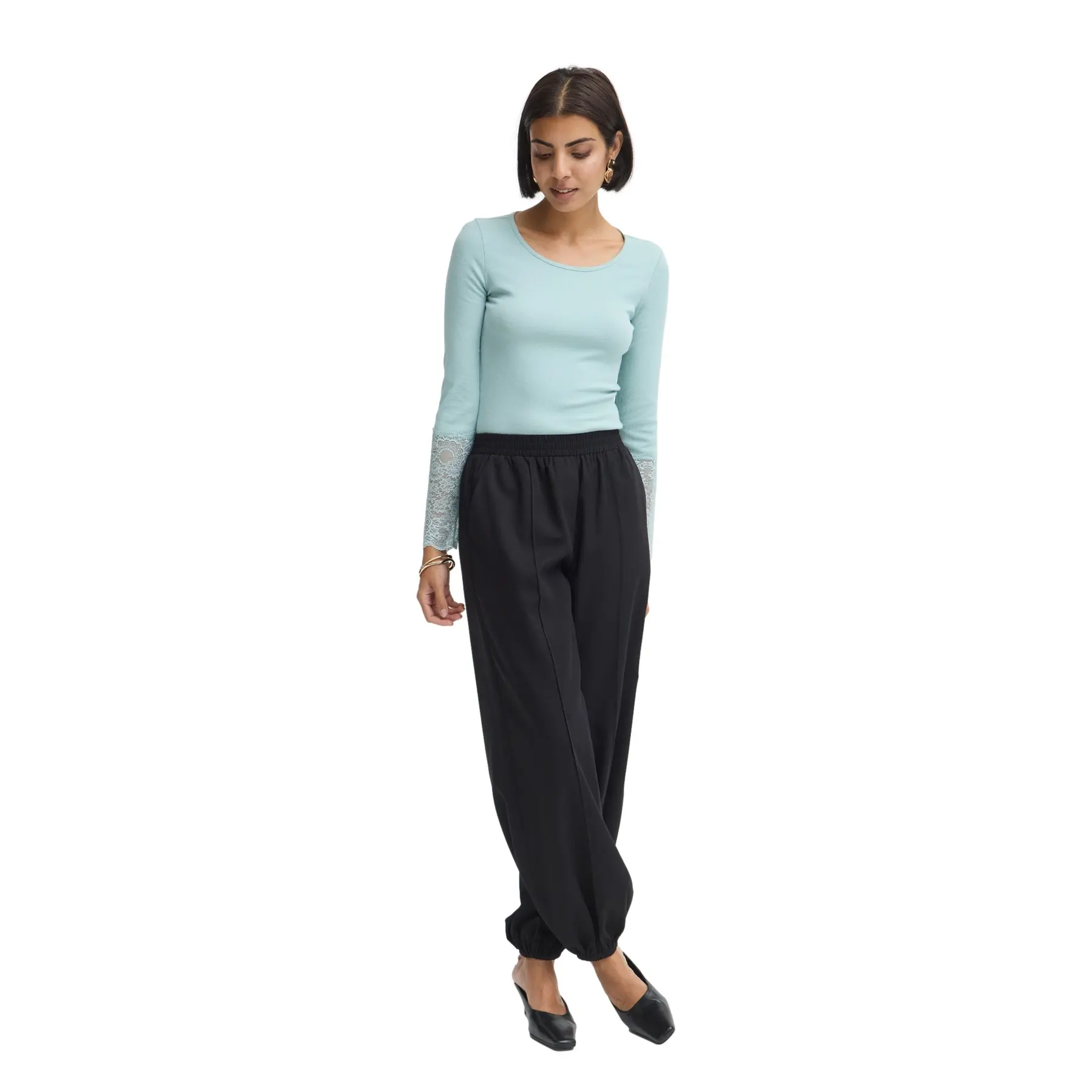 Fransa Women's Bleu Long Sleeve T-Shirt Frhizamond