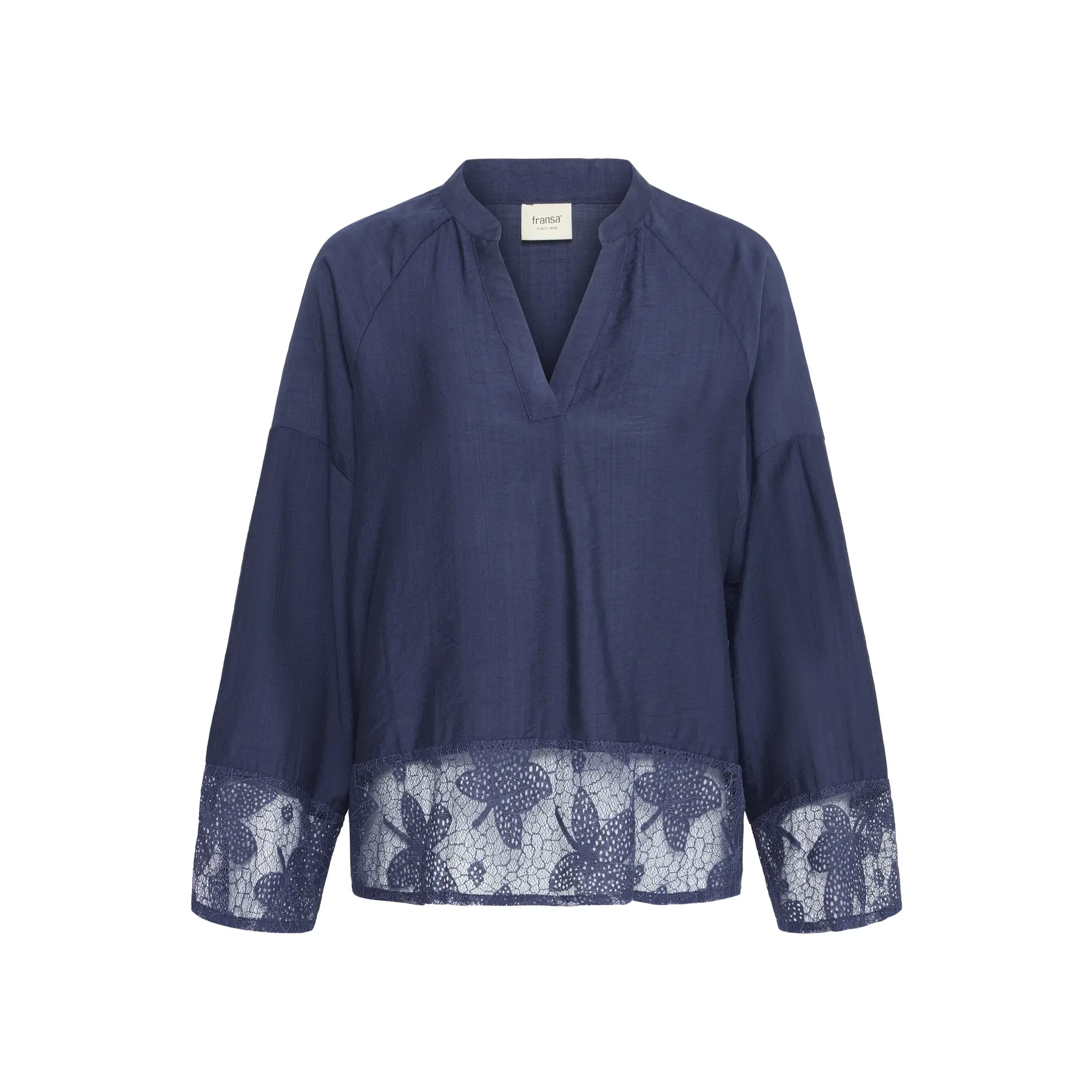 Fransa Women's Bleu Long Sleeve Blouse For Frminnas