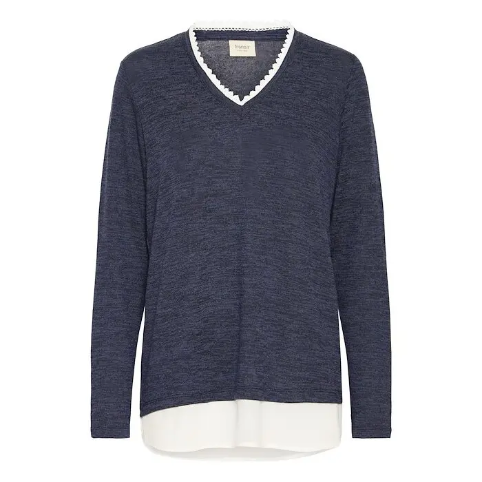 Maglione donna con scollo a V fransa River 1