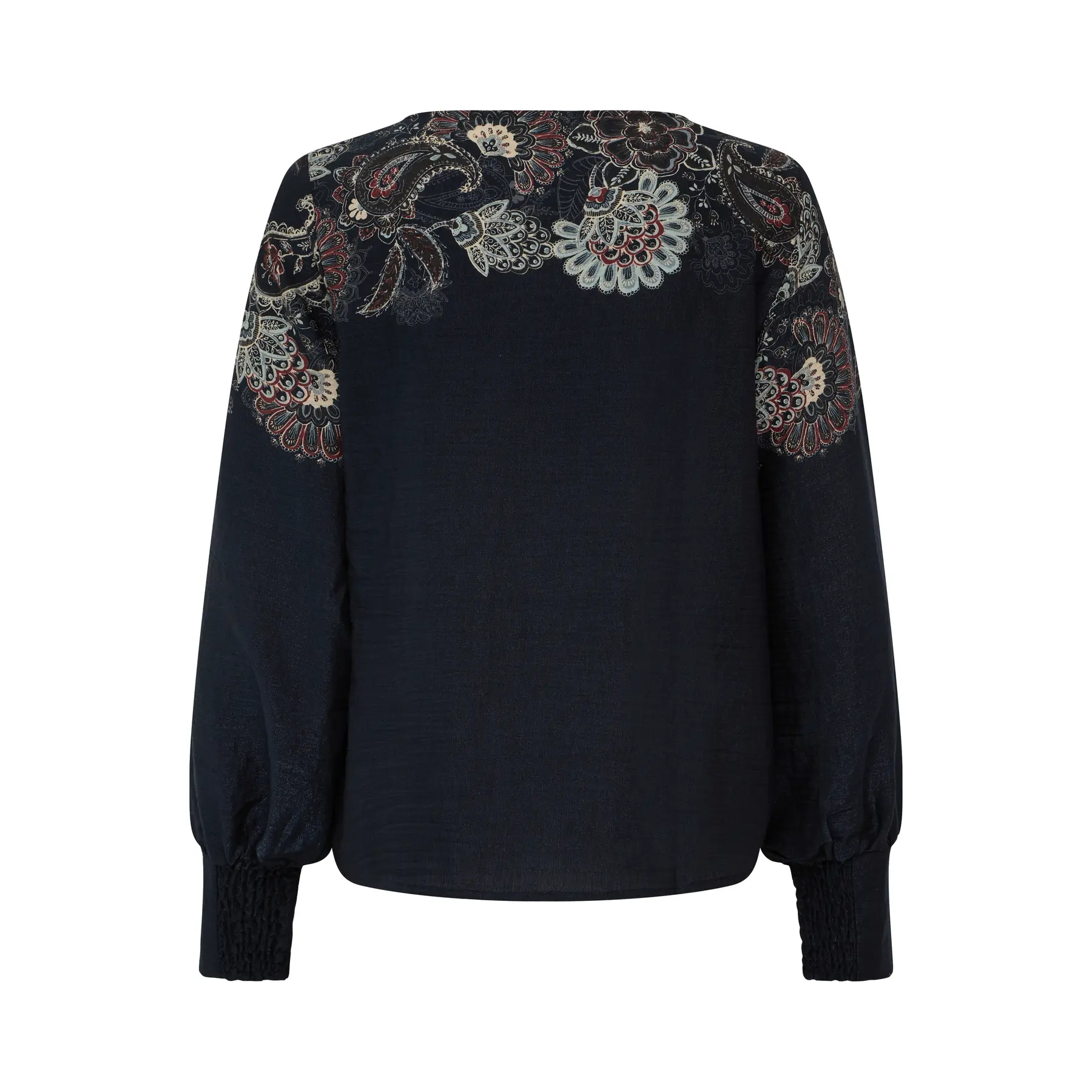 Fransa Women's Bleu ’S Long Sleeve V-Neck Blouse Madara Sh 1