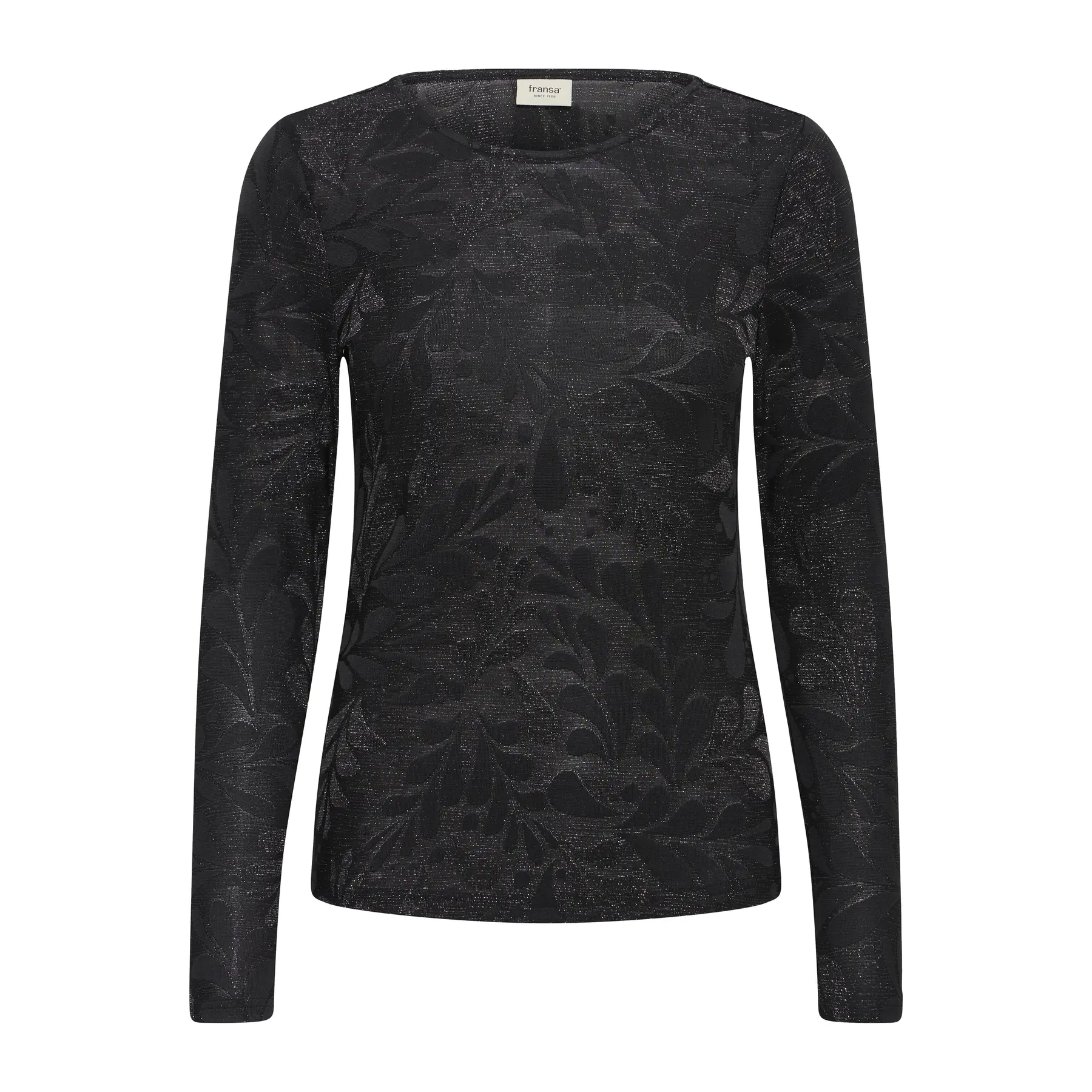 Fransa Women's Noir Fitted Long Sleeve T-Shirt For Margot 1