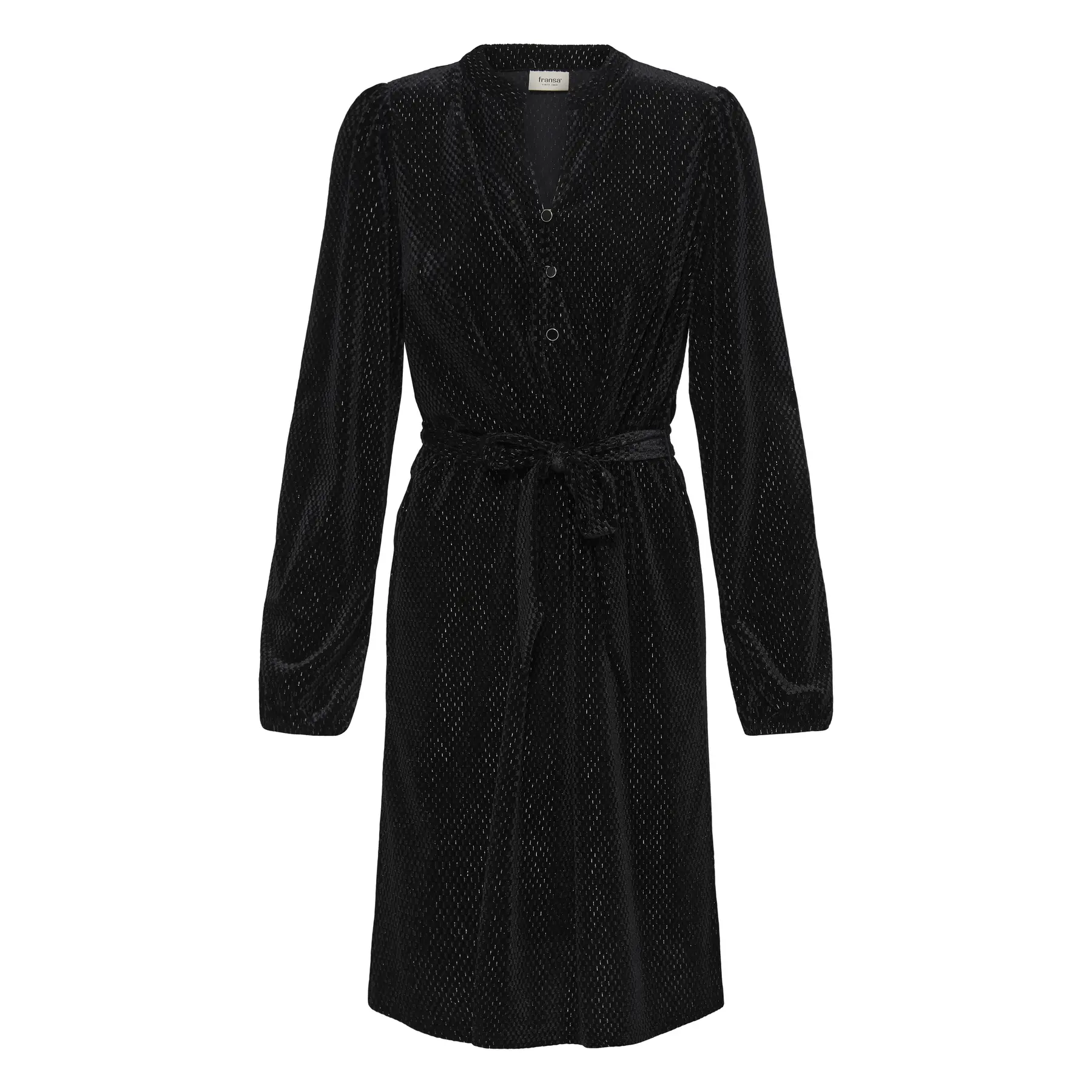 Robe longue fluide manches longues avec ceinture femme fransa Koa Dr 1