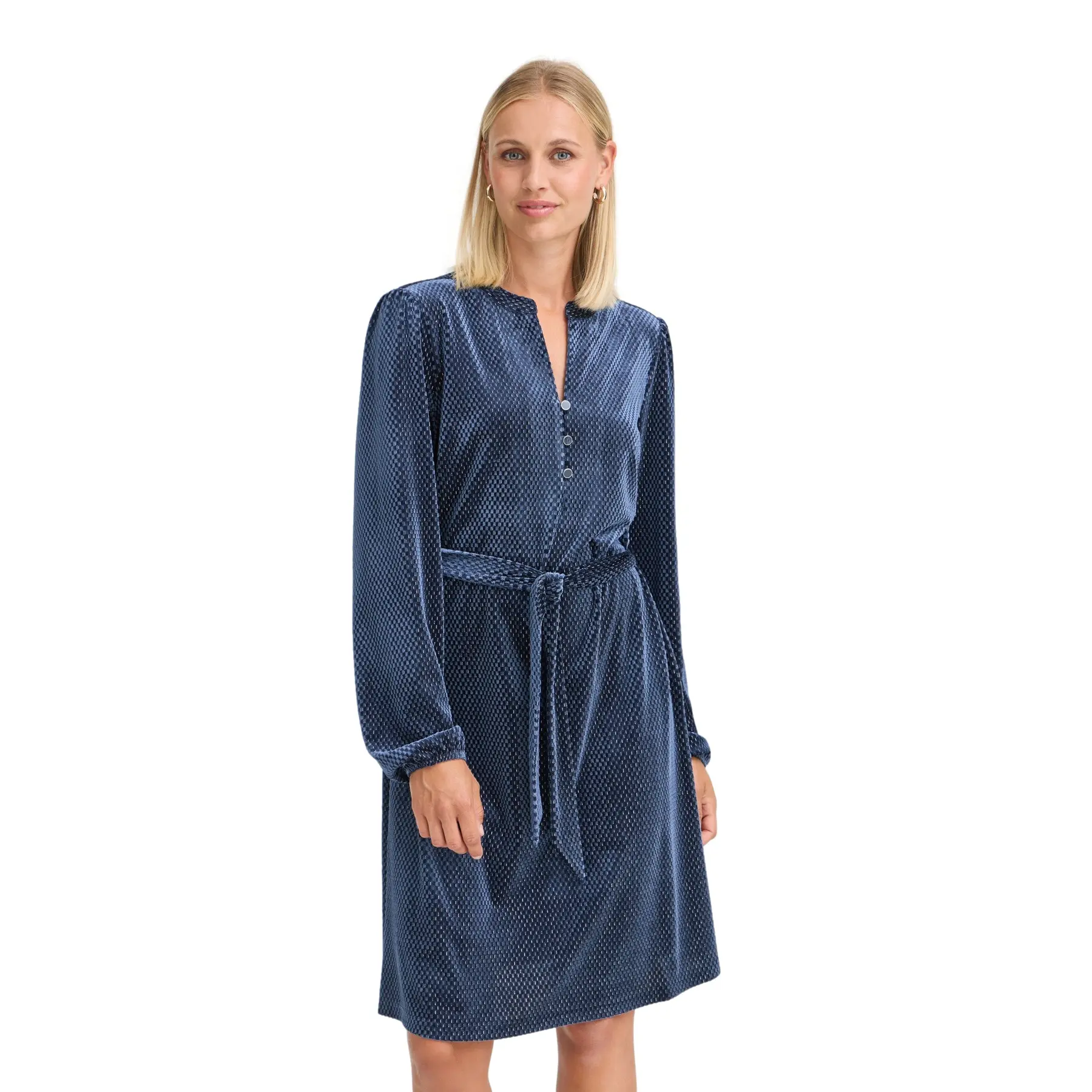 Robe longue fluide manches longues avec ceinture femme fransa Koa Dr 1