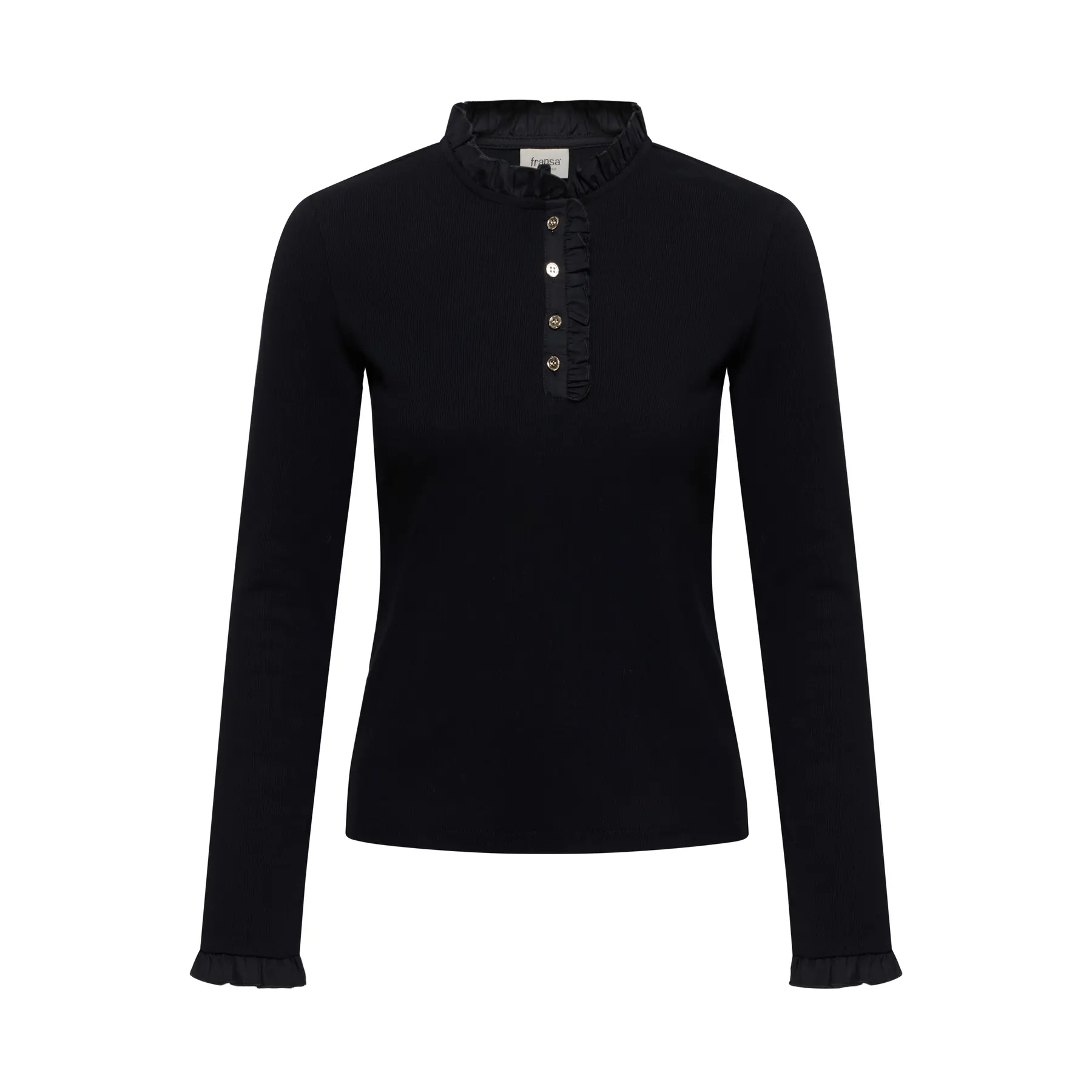 Langarmshirt mit Knopfausschnitt Damen fransa Nathalia 1