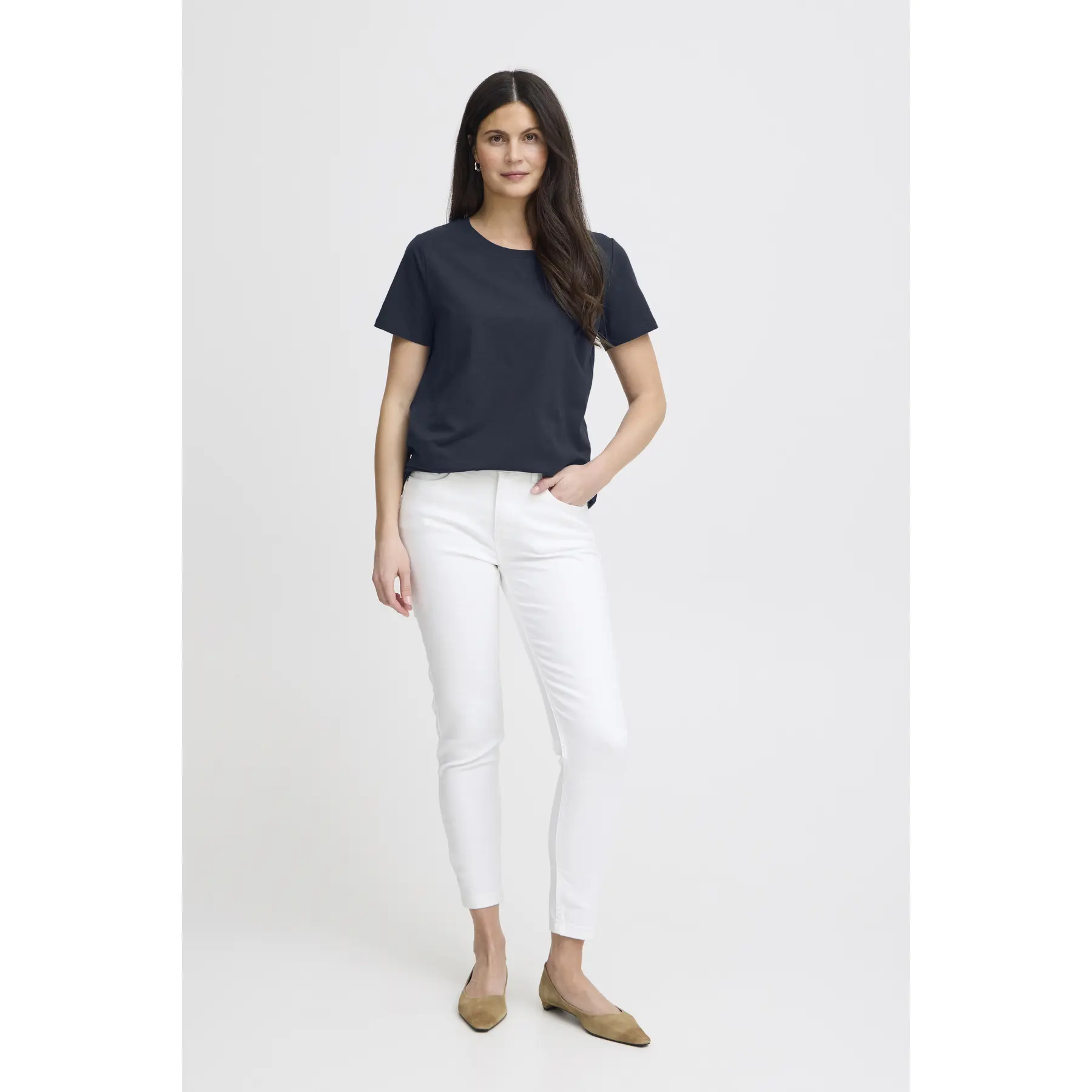 Fransa Women's Blue T-Shirt Zashoulder 1