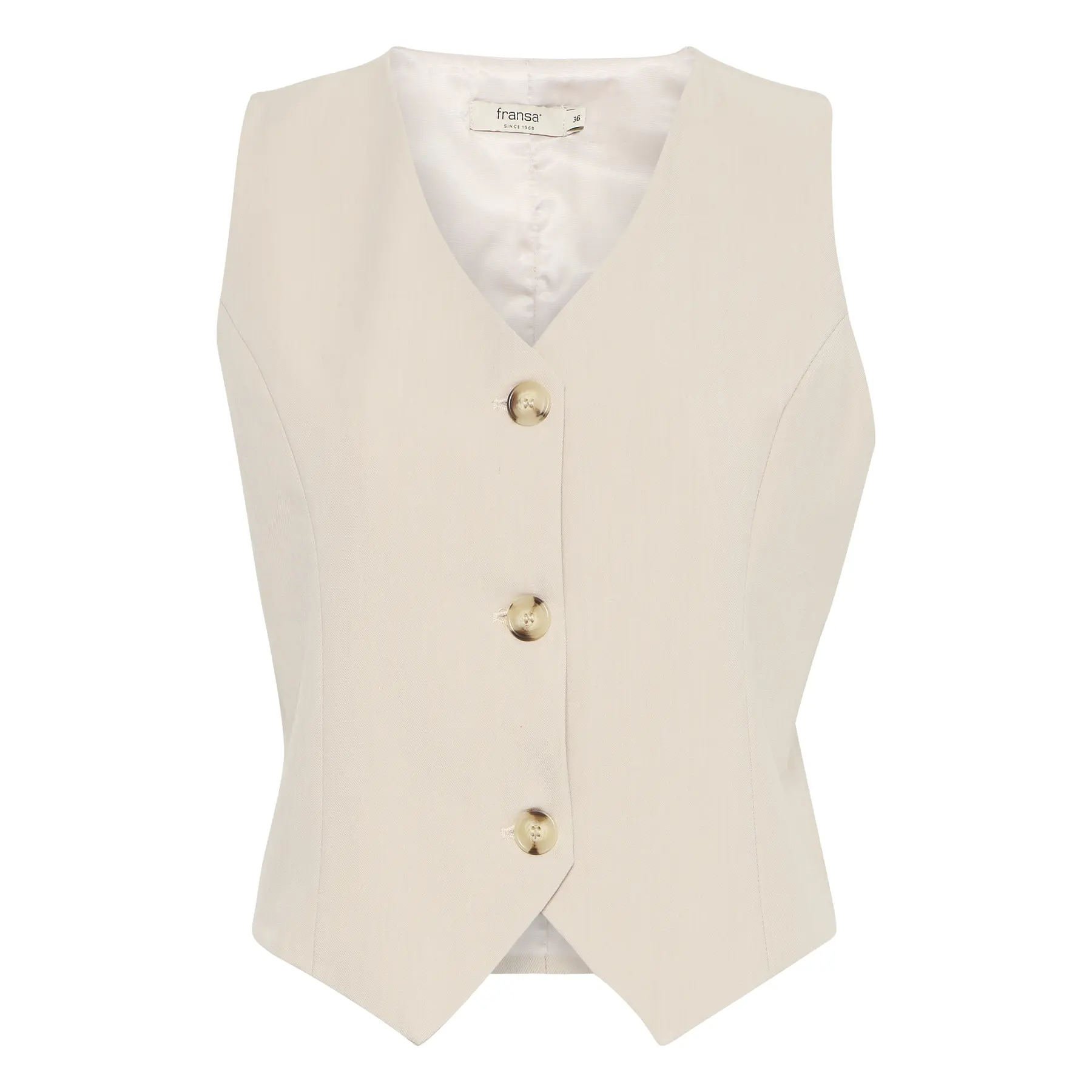 Fransa Women's Beige Suit Waistcoat Abigail 1