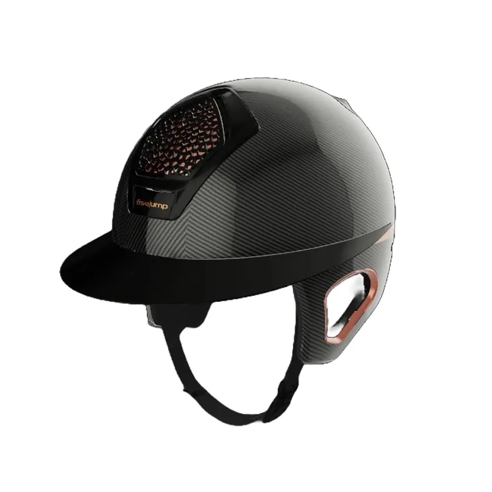 Casco da equitazione con protezioni temporali FreeJump Voronoï Carbon Custom Gloss