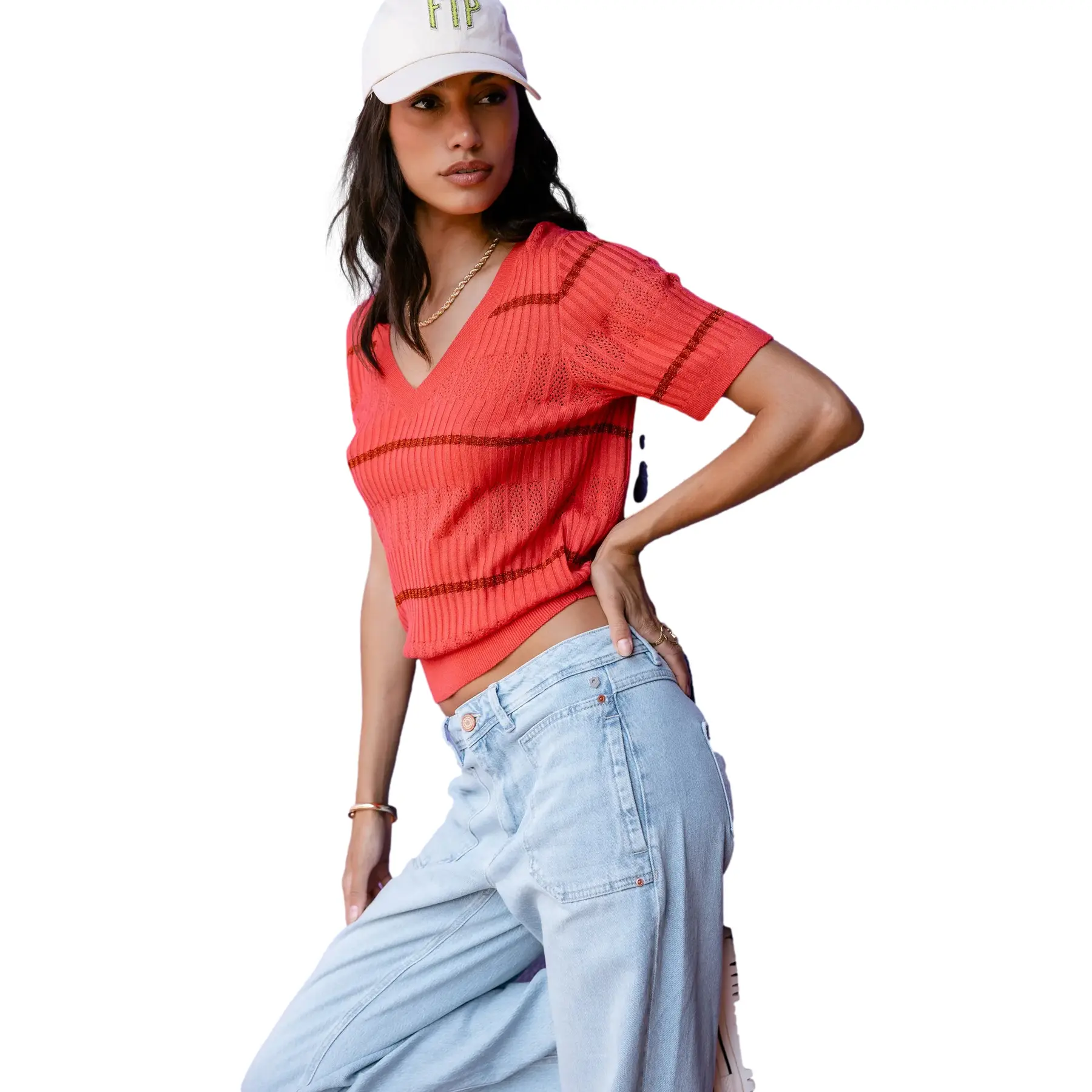 T-shirt da donna Freeman T Porter Polane Fancy Rib
