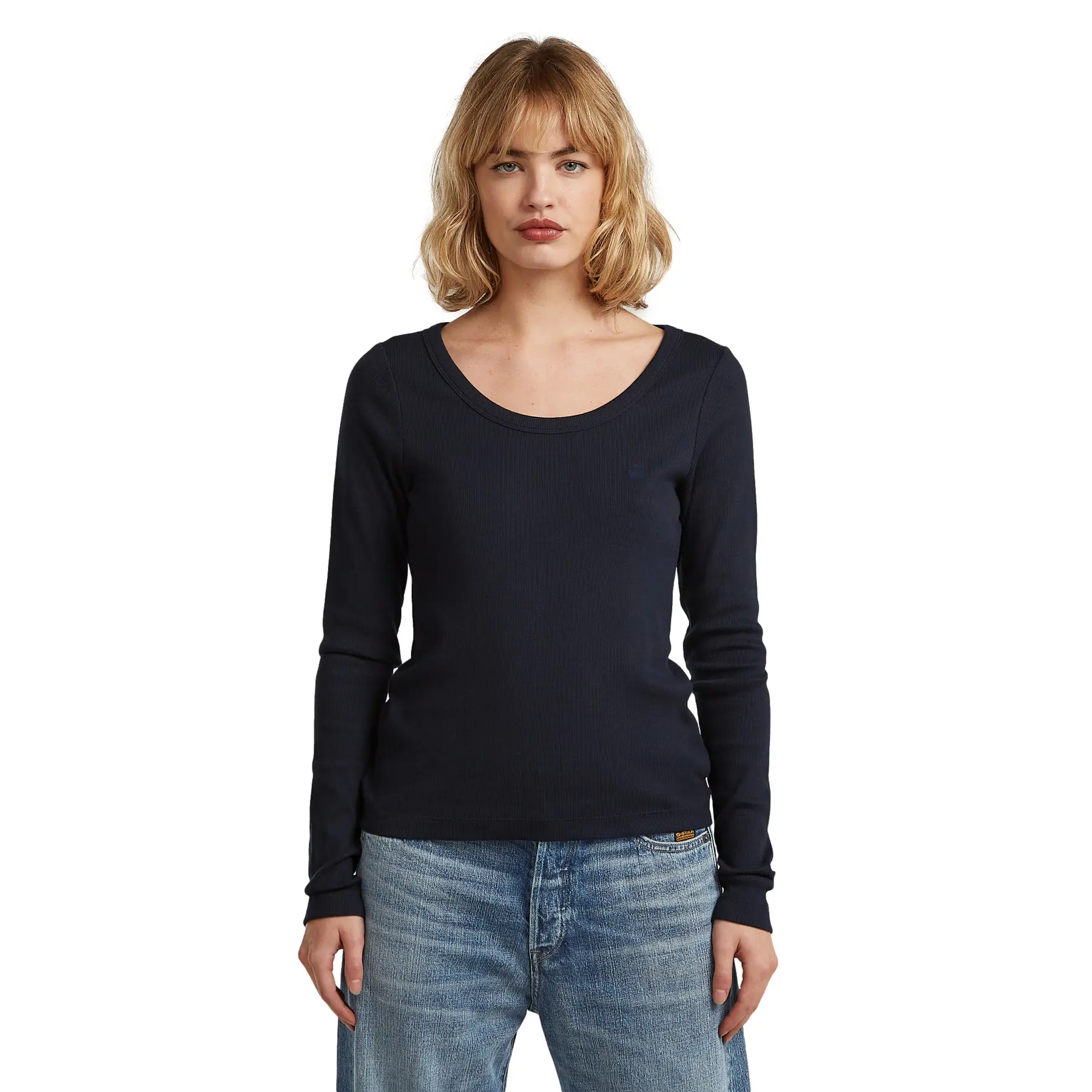 Langarmshirt G-Star Slim Rib Open Neck