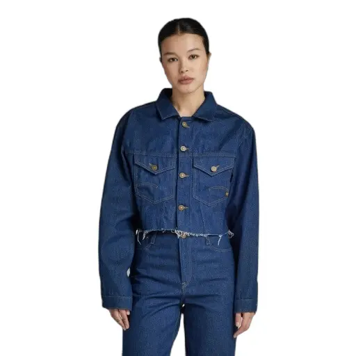 G-Star Damen Blau Jeansjacke Cropped Cutoff