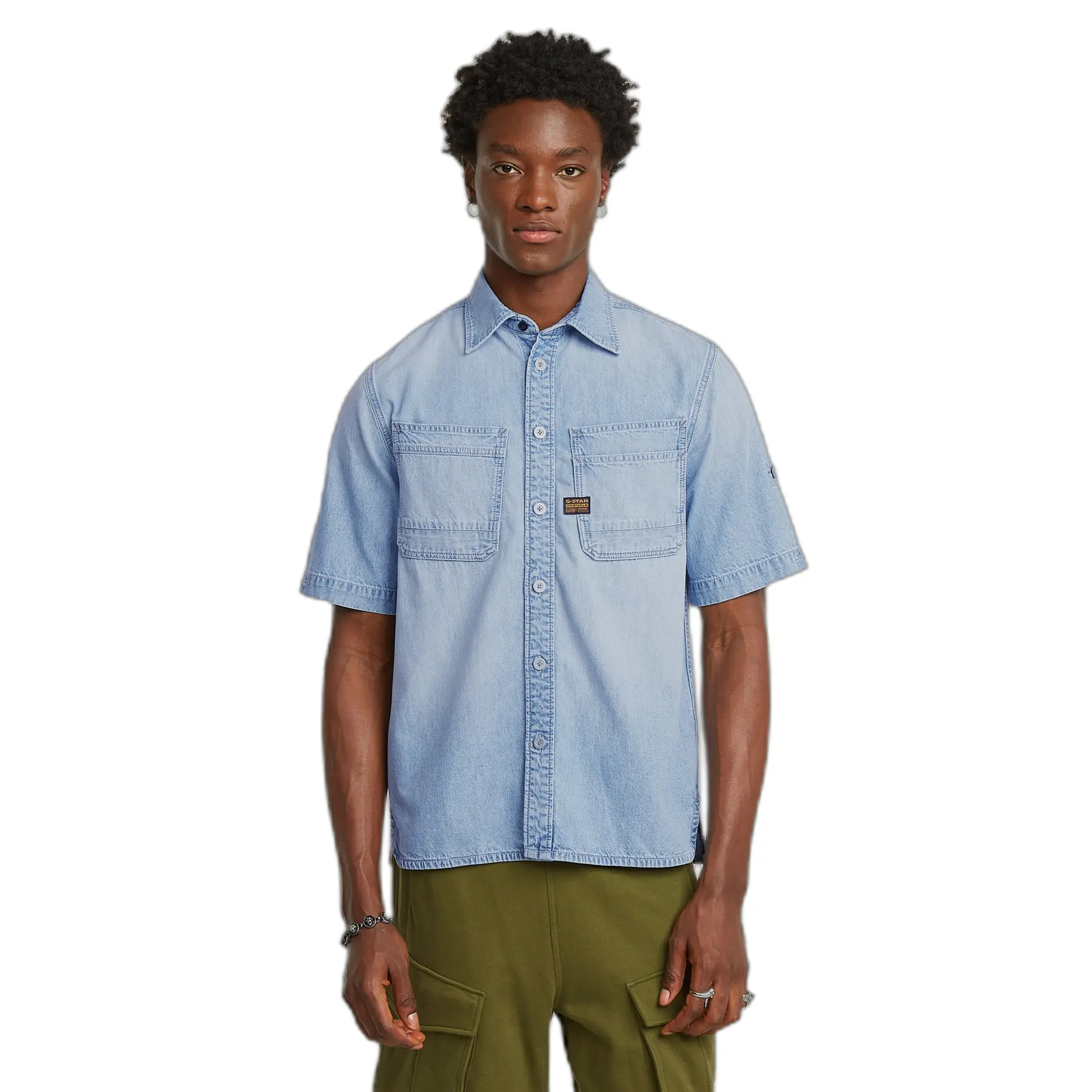 Camicia in denim con doppia tasca obliqua G-Star