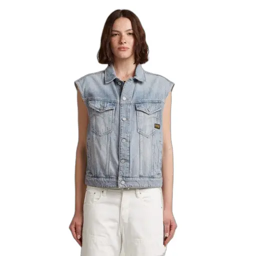 G-Star Raw Damen Blau Softshellweste G-Star "Relaxed Denim Vest", Gr. M, (Vintage Platinum ), Obermaterial: 100% Baumwolle, Westen - Bild 2