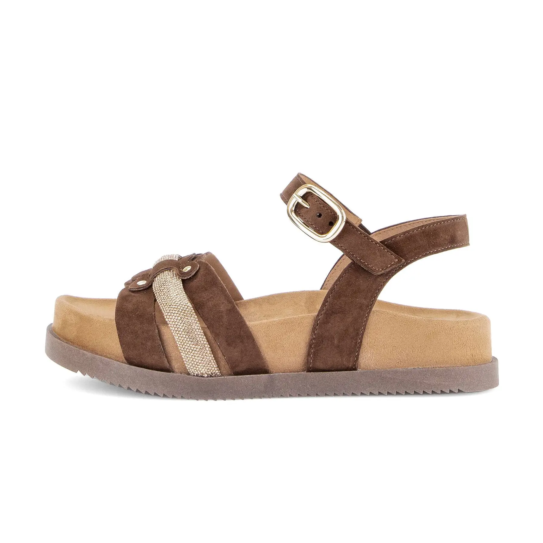 Sandali in velluto con strass donna