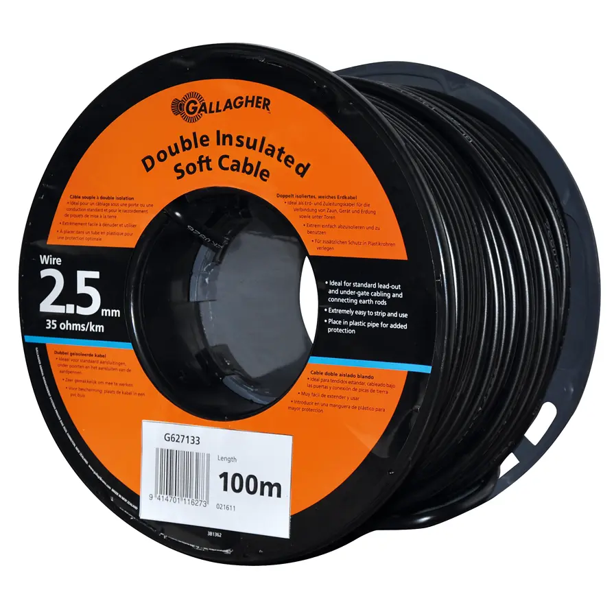 Gallagher Schwarz Flexibles Erdungskabel Für Elektrozaun 35 Ohm/Km