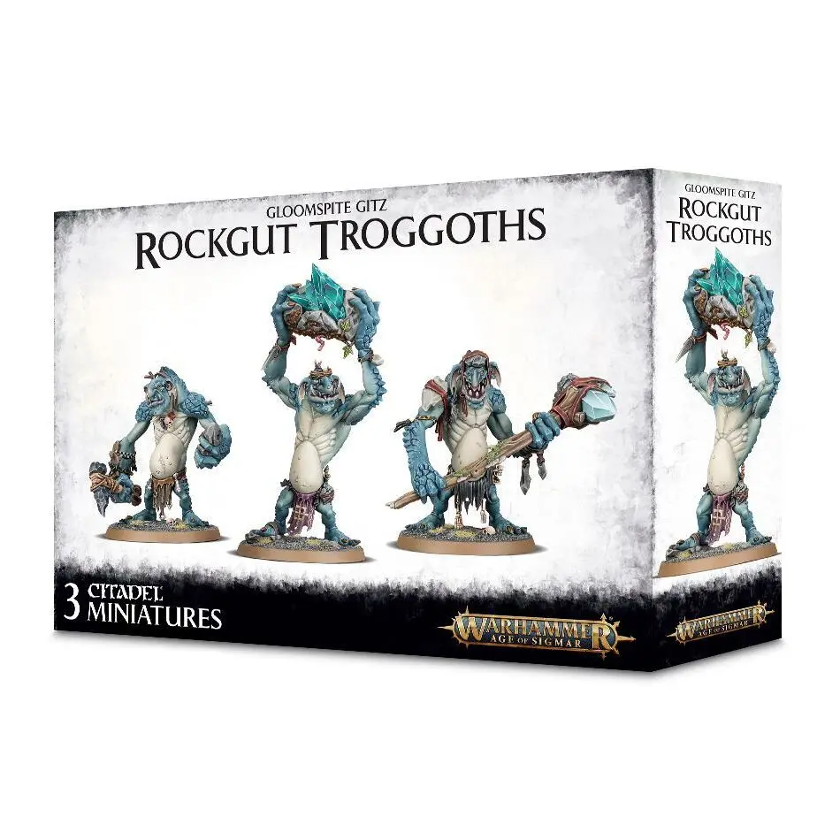 Set aus 3 Figuren mit 91 Teilen Games Workshop Warhammer AoS - Gloomspite Gitz Rockgut Troggoths