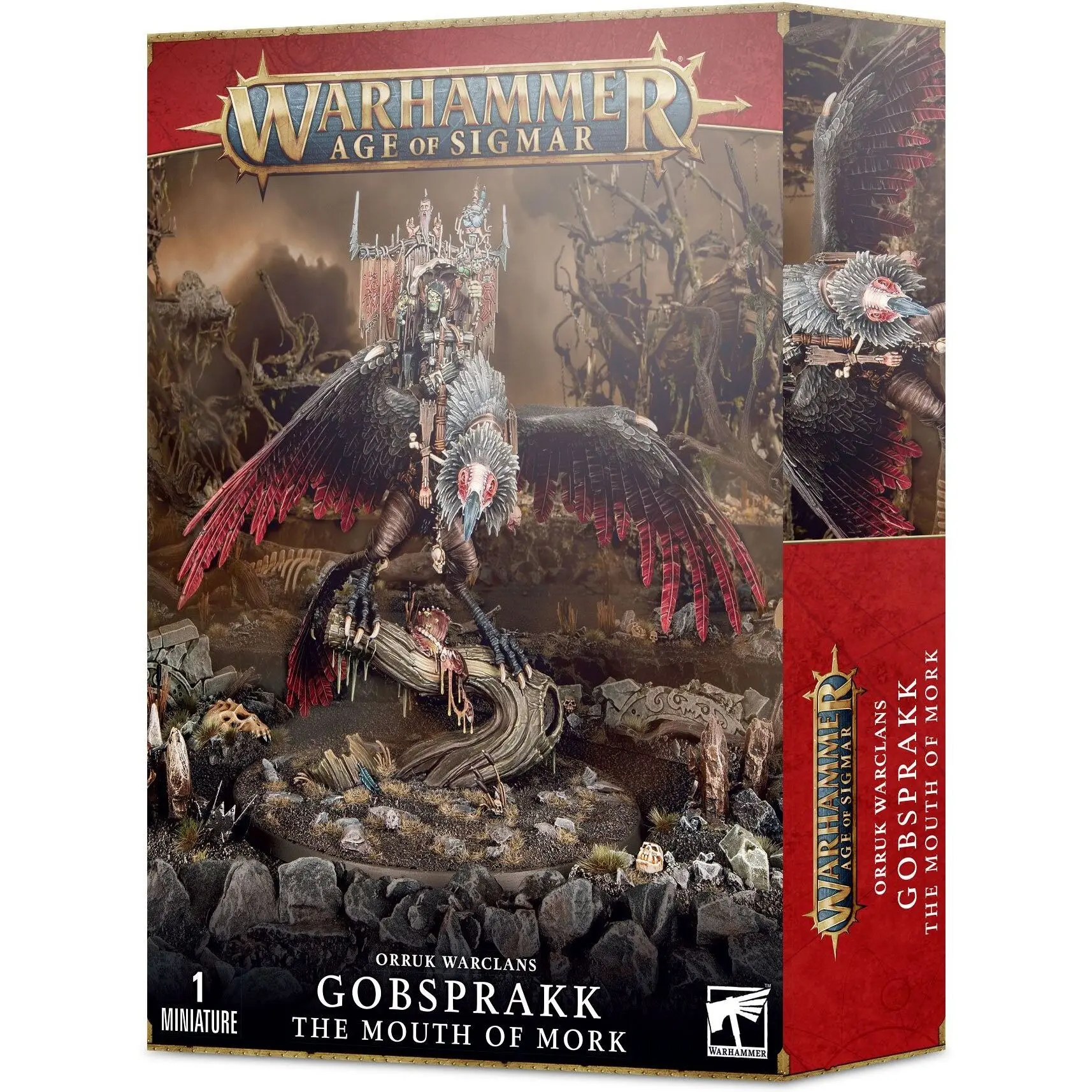 Figur mit 75 Teilen Games Workshop Warhammer AoS - Orruk Warclans Gobsprakk, la Bouche de Mork