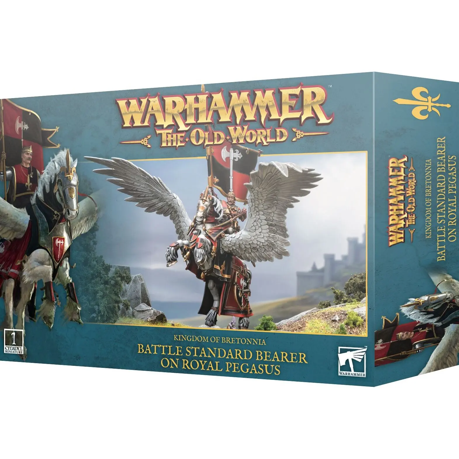 Figurine Games Workshop Warhammer ToW - Kingdom of Bretonnia Porteur de Grande Bannière sur Pégase Royal