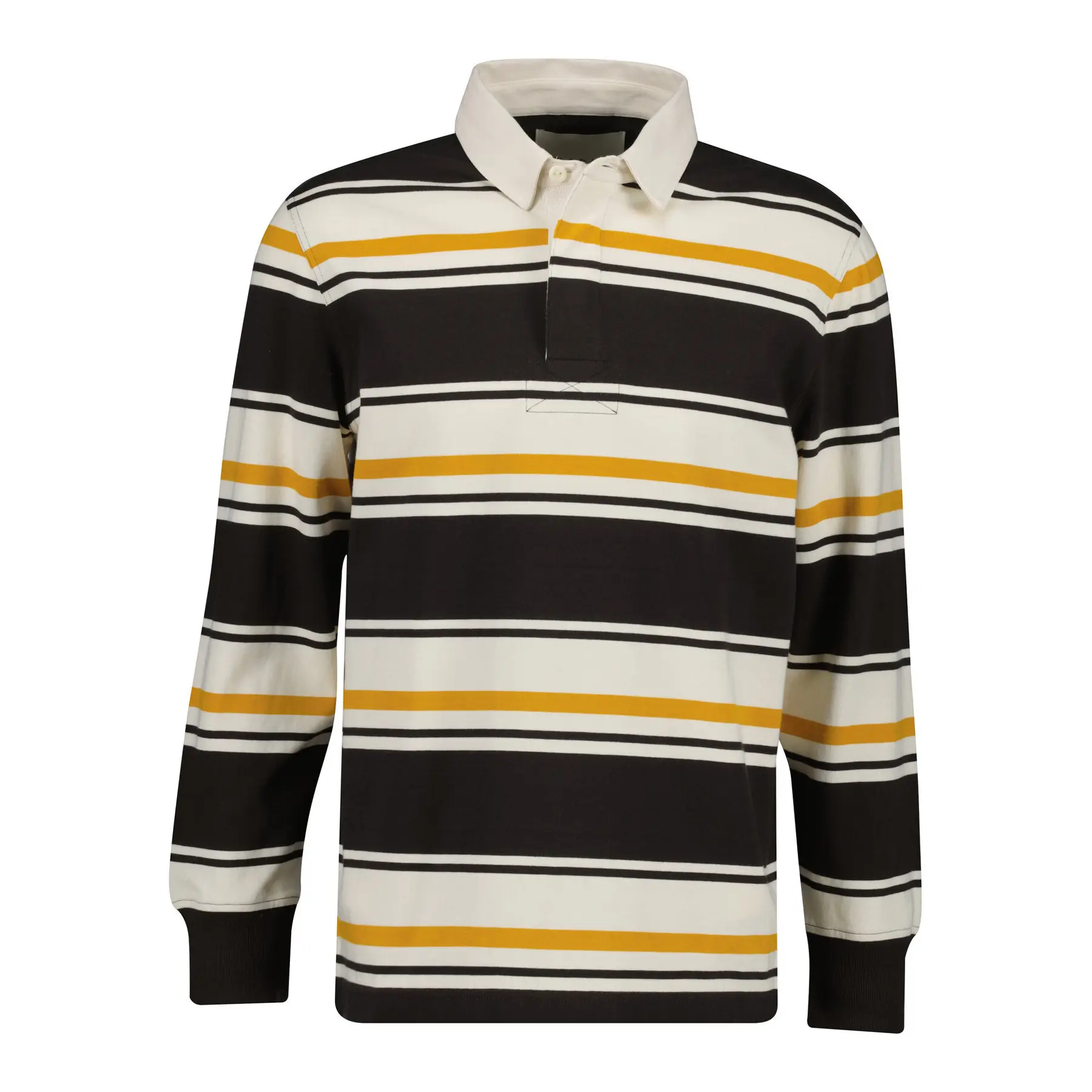 Gant Rugger Polo Multi Striped Bruin-geel - Maat M - Heren - Longsleeve polo