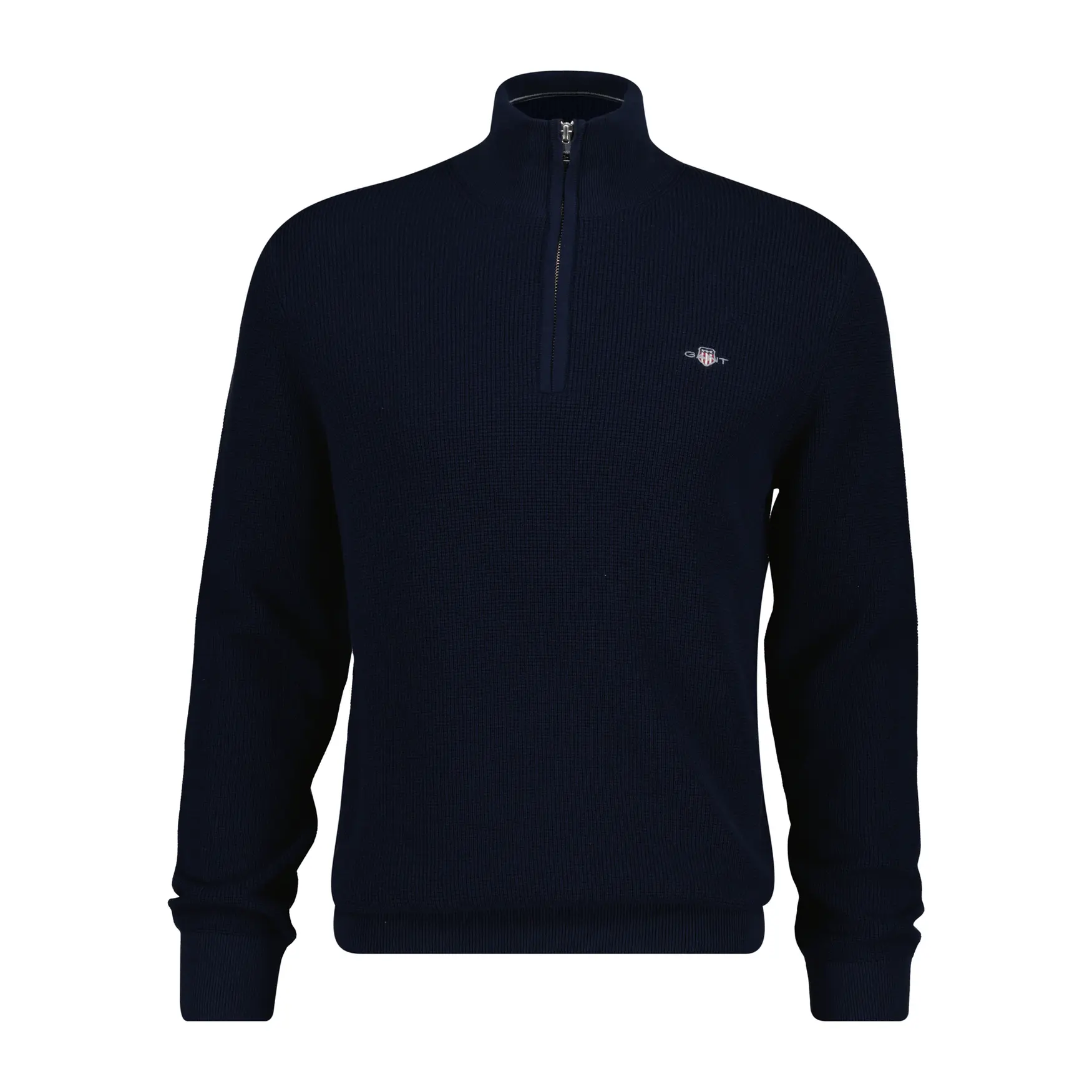 Gant Men's Navy Textured Cotton Half-Zip Sweater - Evening Blue - 3XL - Image 6