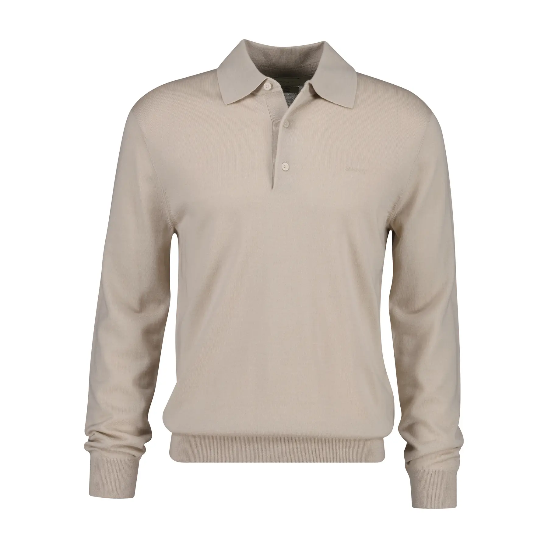Gant Men's Marron Extra-Fine Merino Wool Long Sleeve Polo