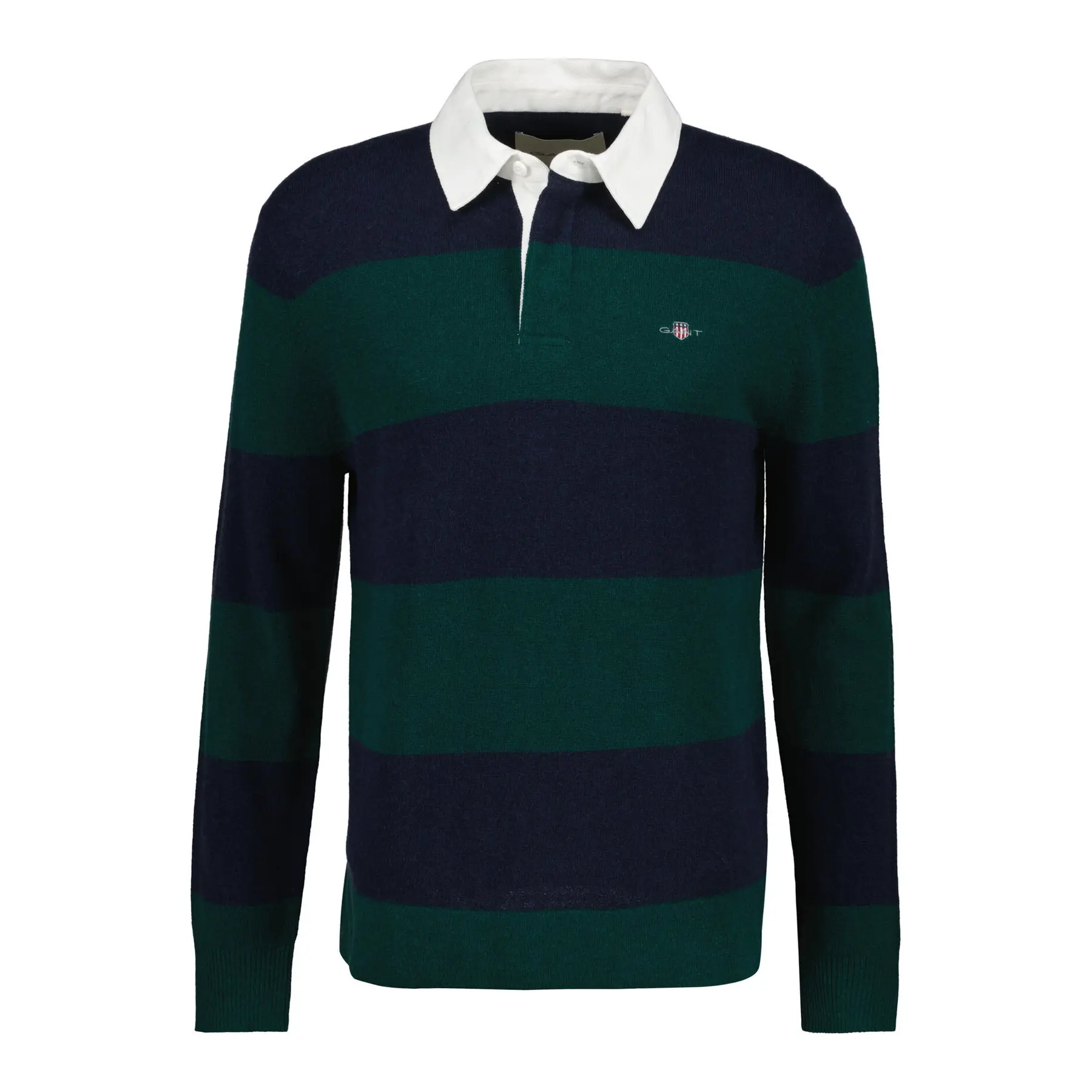 Gant Trui Barstriped Lambswool Rugger Dark Emerald / male