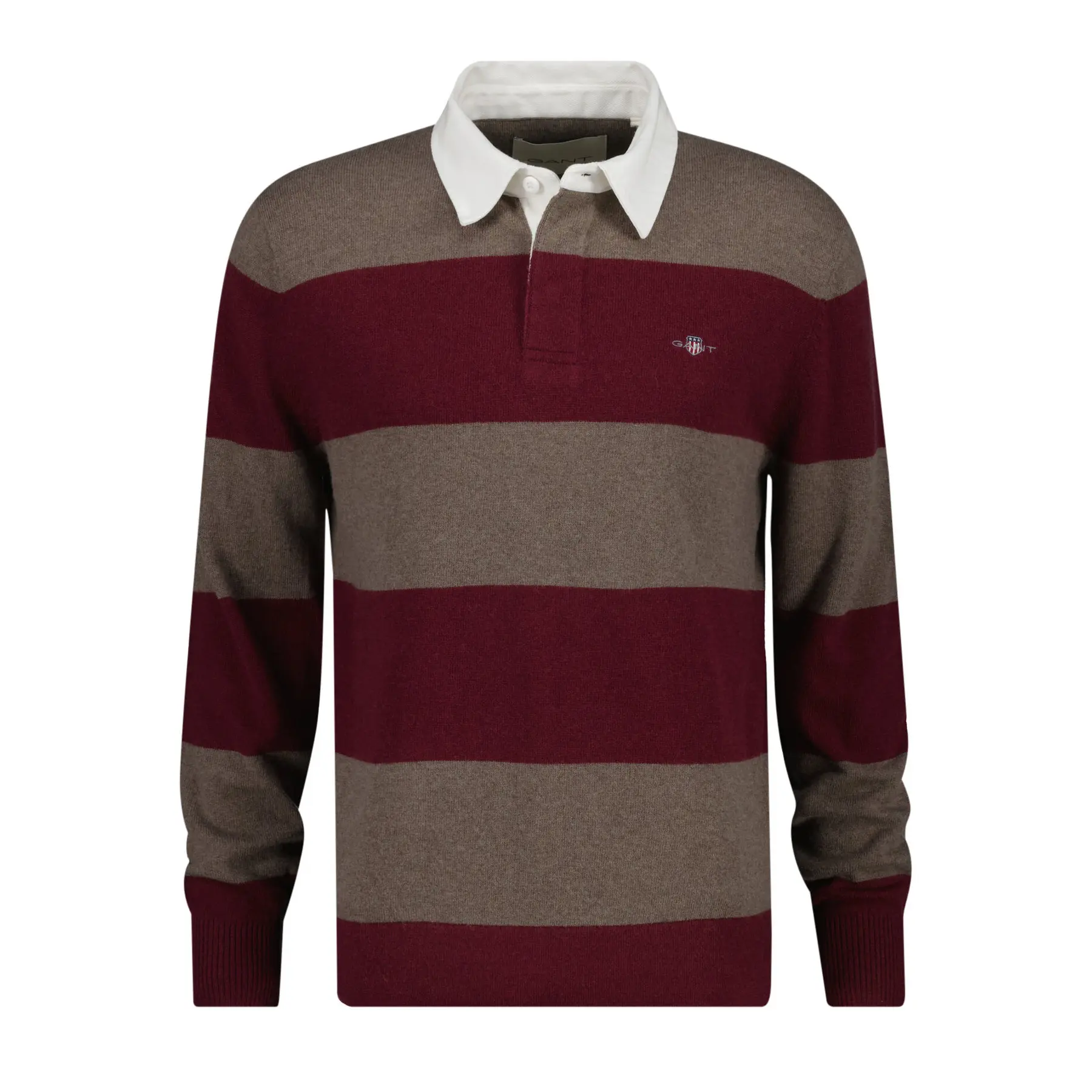 Gant Trui Barstriped Lambswool Rugger Deep Grape Wine / male