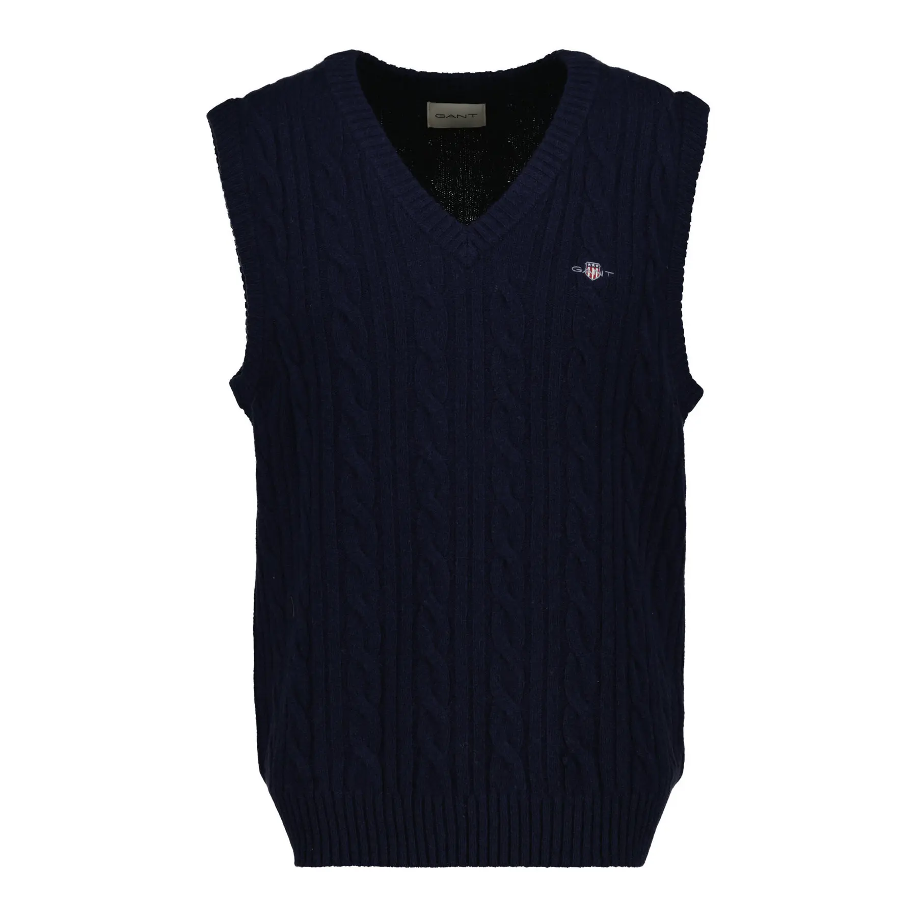 Gant Men's Bleu Sleeveless Sweater Cable