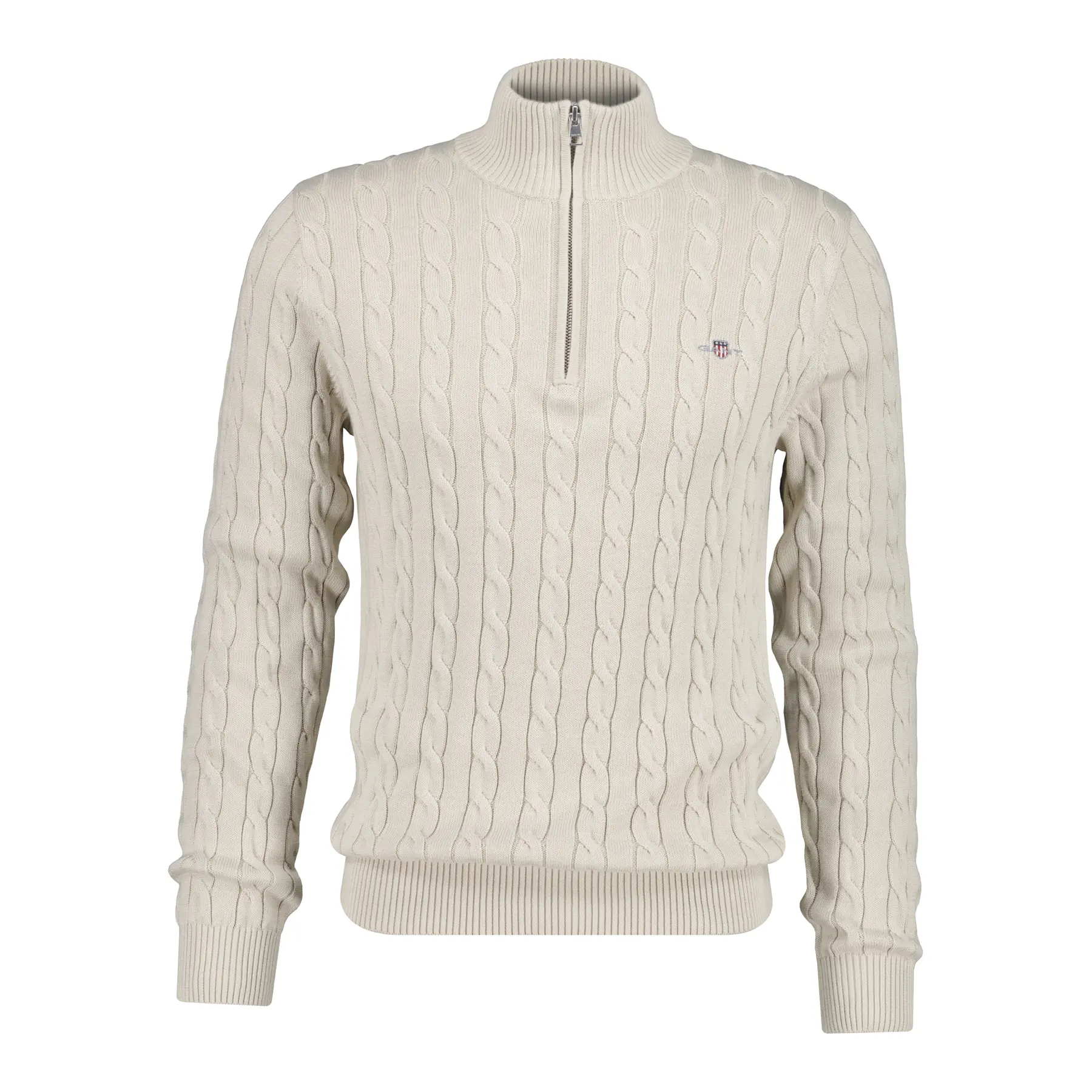 Gant Men's Marron Pull 1/2 Zip Cable Knit