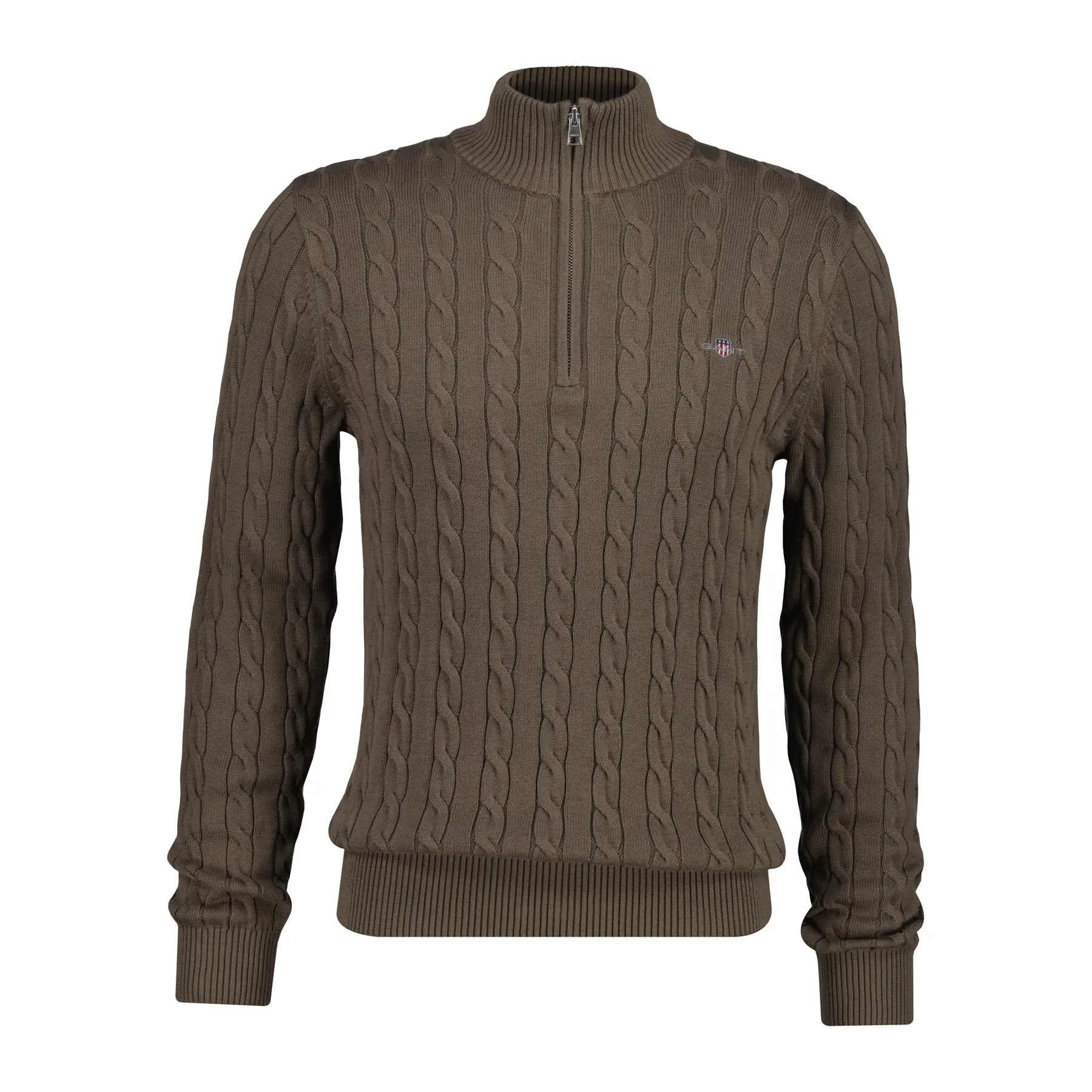 Gant Men's Marron Pull 1/2 Zip Cable Knit - Image 2